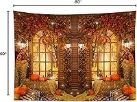 Vista 13 de HVEST Tapiz de otoño para colgar en la pared, diseño rústico de calabaza, Acción de Gracias, bosque de arce, paisaje natural para sala de estar