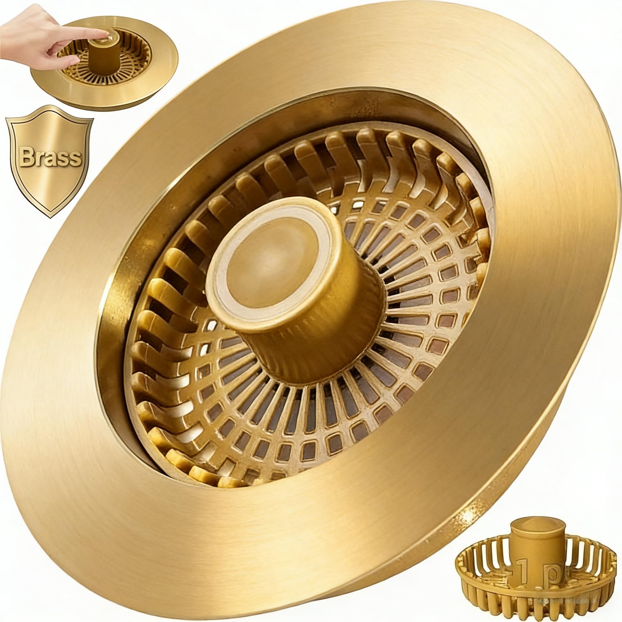 3 in 1 Kitchen Sink Stopper, Pop Up Kitchen Sink Drain Strainer, with an Extra Basket Strainer, Kitchen Sink Drain Stopper for US Standard 3-1/2 Inch,