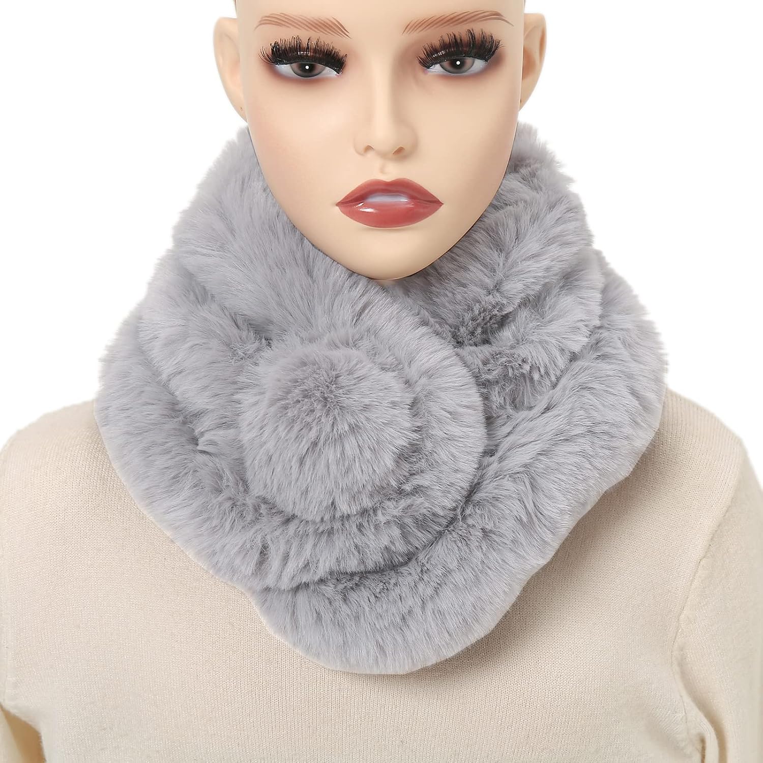 Yeieeo Faux Fur Collar Scarf Women's Neck Warmer Scarf Wrap