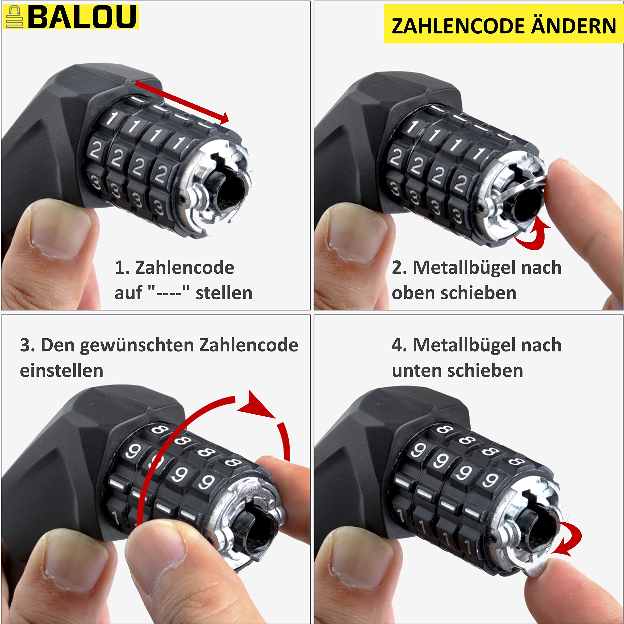 Fahrradschloss-Kette 100 Cm – 5-stellige Zahlenkombination, Manganstahl, Wasserdicht, Für Fahrrad & Motorrad