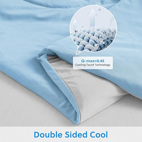 Miniatura 3 de HOMFINE Q-Max 0.45 - Edredón de enfriamiento japonés de doble cara de tela fría con tecnología fría para sudores nocturnos, durmientes calurosos,