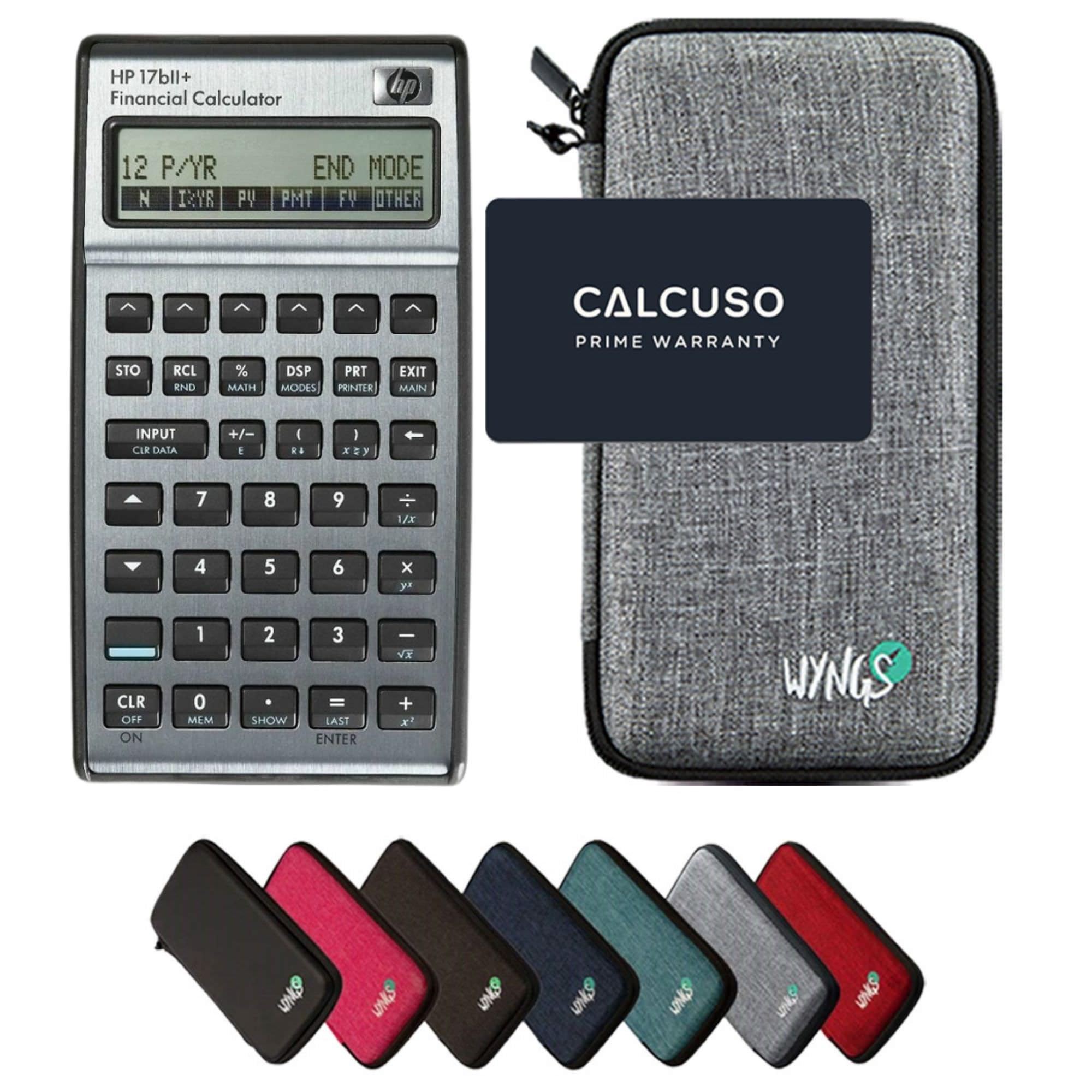 HP 17bll+ con Funda Protectora WYNGS Gris Claro - Calculadora Financiera - Paquete Básico