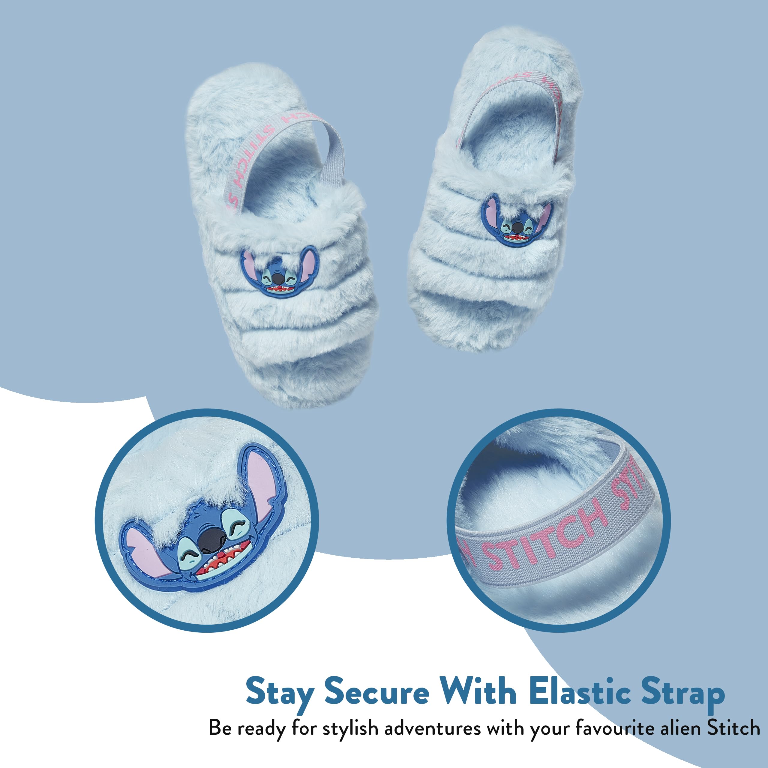 Kapcie Disney Stitch Dla Dziewczynek | Slajdy Stitch | Puszyste Slajdy | Kapcie Dla Dziewczynek