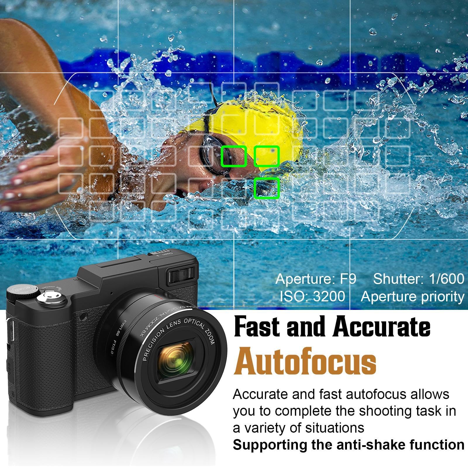 Fotocamera digitale 40x con zoom ottico 4k | Fotocamera Vlogging con sensore da 48 megapixel | Fotocamera fotografica avanzata | Attrezzatura fotografica professionale per documentari, vlog e