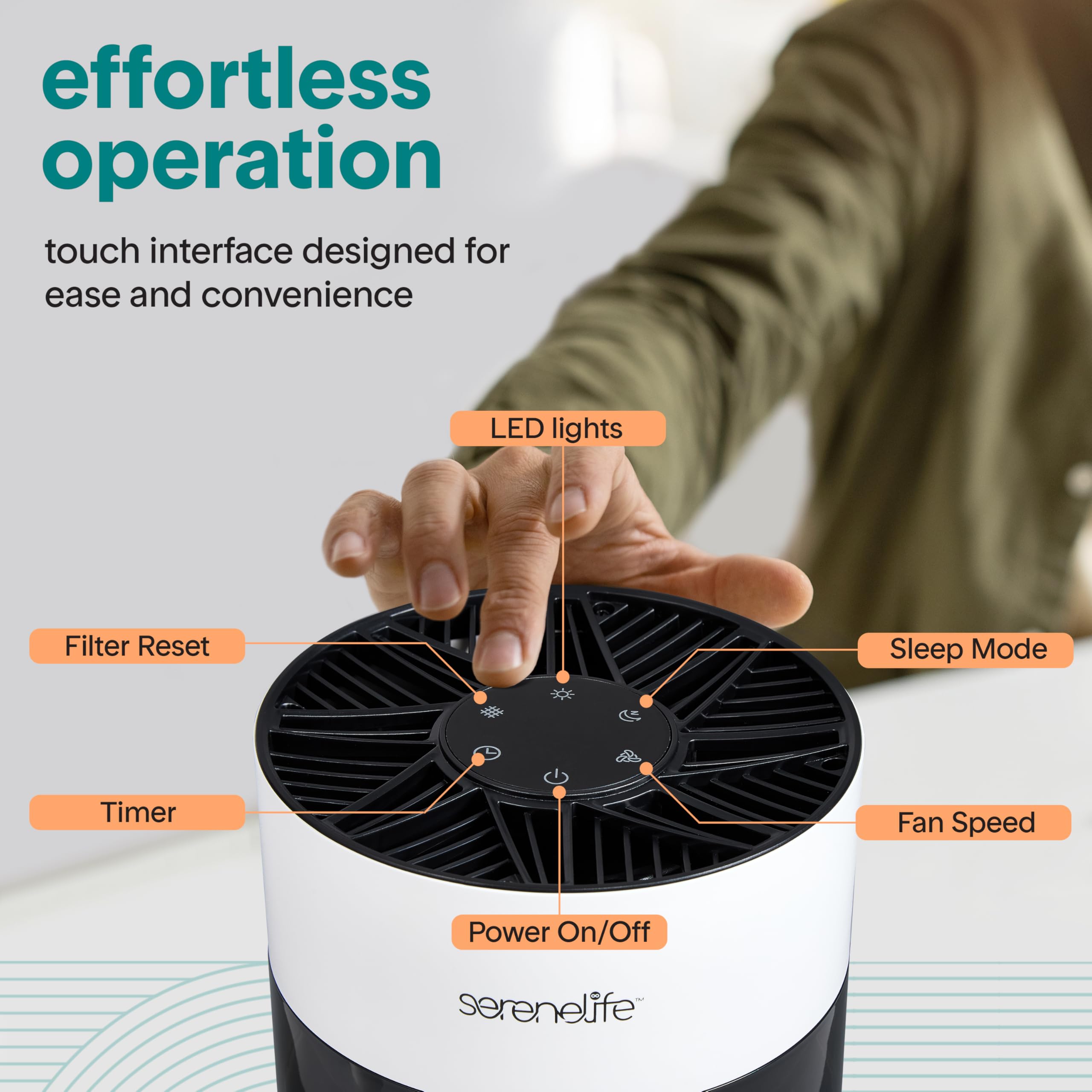 SereneLife Luchtreiniger met HEPA Filter, Slimme WiFi & App-Bediening, Ultra Stil, Voor Grote Ruimtes, CADR 350 m³/h, Verwijdert Stof, Huisdierharen, Geuren & Allergenen, Zwart SereneLife Luchtreiniger met HEPA Filter, Slimme WiFi & App-Bediening, Ultra Stil, Voor Grote Ruimtes, CADR 350 m³/h, Verwijdert Stof, Huisdierharen, Geuren & Allergenen, Zwart