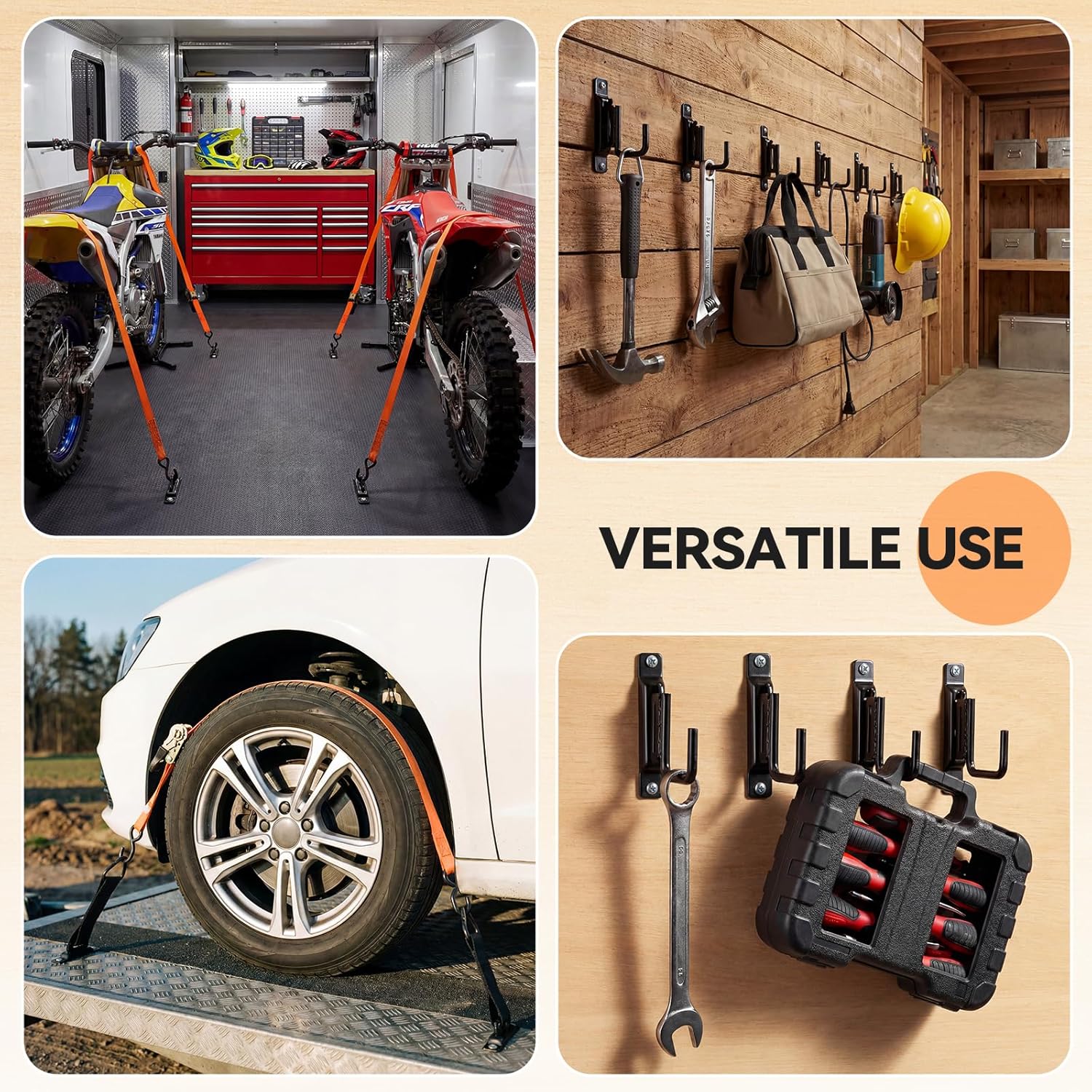 Elechomes 48 Pcs E Track Accessory Kit: 10 Single Slots, 10 O Ring Anchors, 6 J Hooks, 2 Rope Tie Offs, 20 Screws Securing Accessories for Box Truck Tow Rig Enclosed Trailer Garage Vans Warehouse