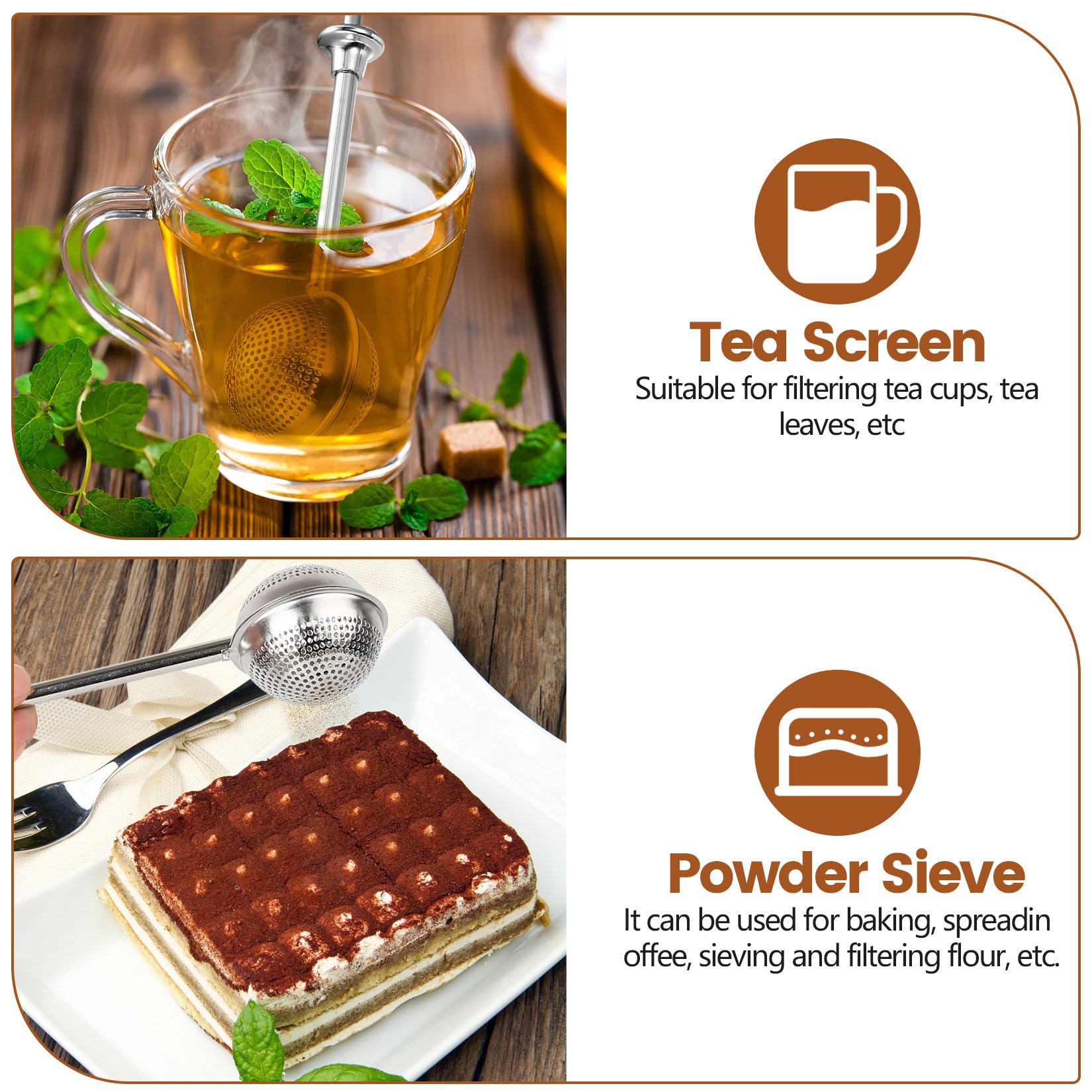 2 Pcs bola infusionadora de té, coladores te de bola con mango largo, filtro infusiones acero inoxidable, colador infusiones para tés sueltos, infusor de té de hojas sueltas, para tazas y teteras