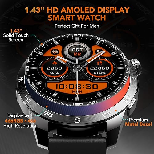 Miniatura 2 de SKG Reloj inteligente para hombres y mujeres, reloj inteligente integrado con GPS de 1.43 pulgadas con más de 100 barómetros de magnetómetro