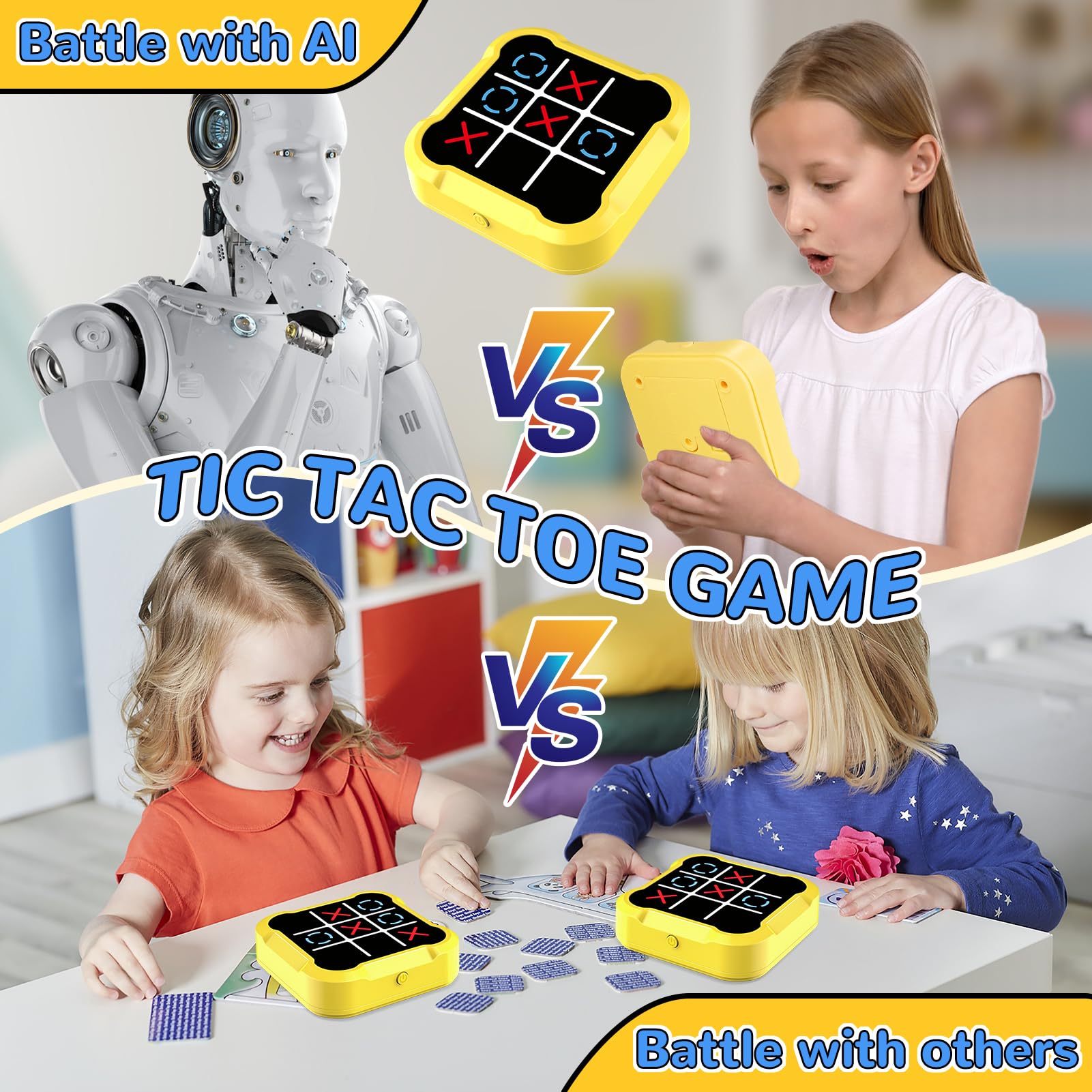 Juego de Tic TAC Toe, Electrónico Tic TAC Toe Bolt, 3 en Raya Electronico, Juegos de Viaje Portátiles 3 en 1, Juegos para Niños para Educación y Crecimiento de la Memoria para Todas Las Edades