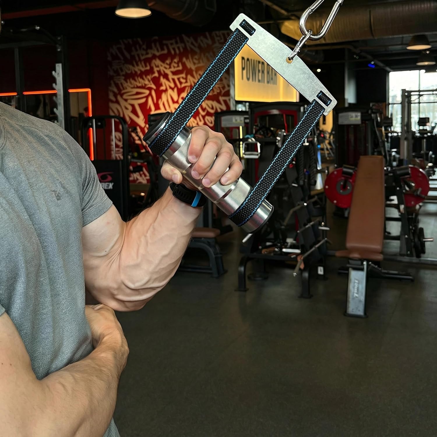 Arm wrestling Exercise Handle - Metal Handle and Strap for Training at The Gym Fulfilled by Amazon!