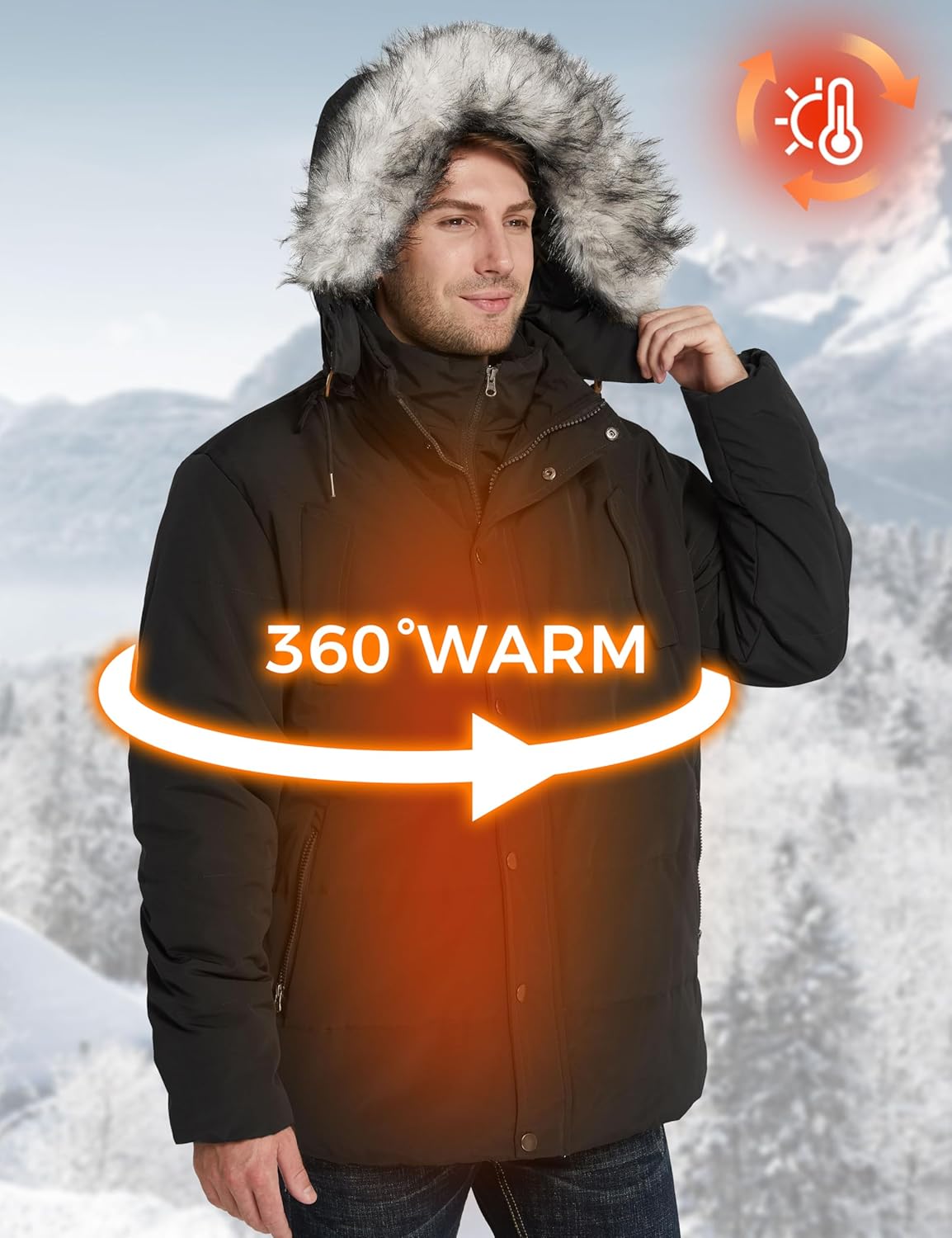 WenVen Men's Winter Puffer Coat Thicken Winter Warm Padded Jacket with Hood - Image 8