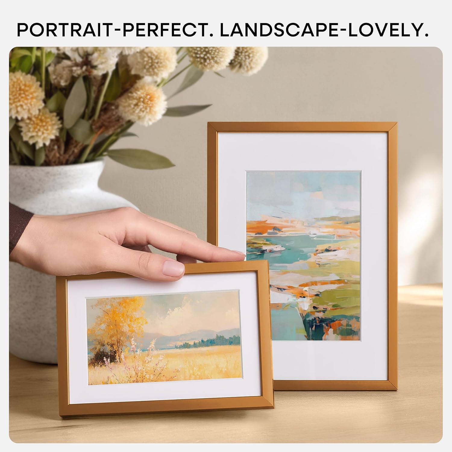 Homeforia Bronze Picture Frames 8x10, High End Metal 8 x 10 Photo Frame with Mat 5 x 7 Art, 10x8 Brass Frame Matted to 5x7 inch Print, 8by10 Wall or Tabletop Frames, Tempered Glass, Wall Kit, Set of 1