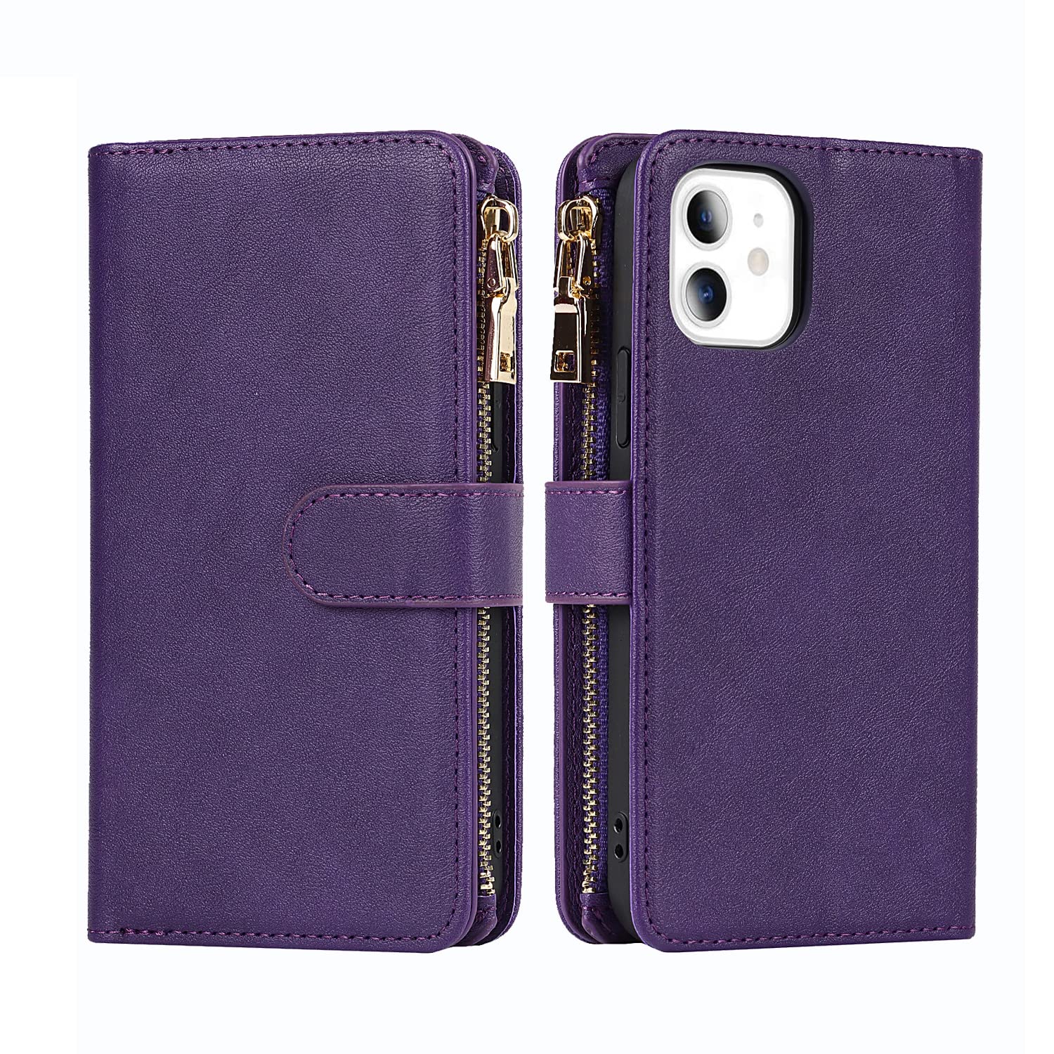 Cavor Cover Portafoglio Con Cordino Per IPhone 7/8/SE (2020/2022) - Custodia In Pelle Con 4 Slot Per Carte E Chiusura Magnetica - Viola - 2
