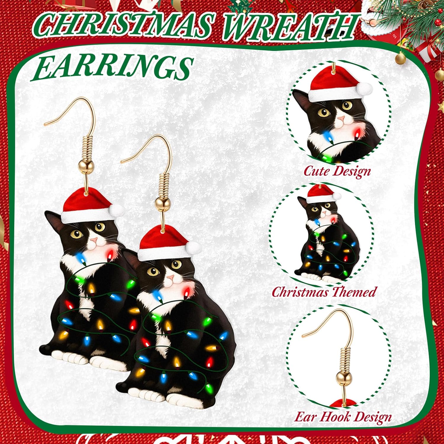 Quelay 3 Pcs Christmas Jewelry Set for Women 1 Pairs Christmas Earrings, 1 Nutcracker Necklace Jewelry Set for Christmas Gift - Image 5