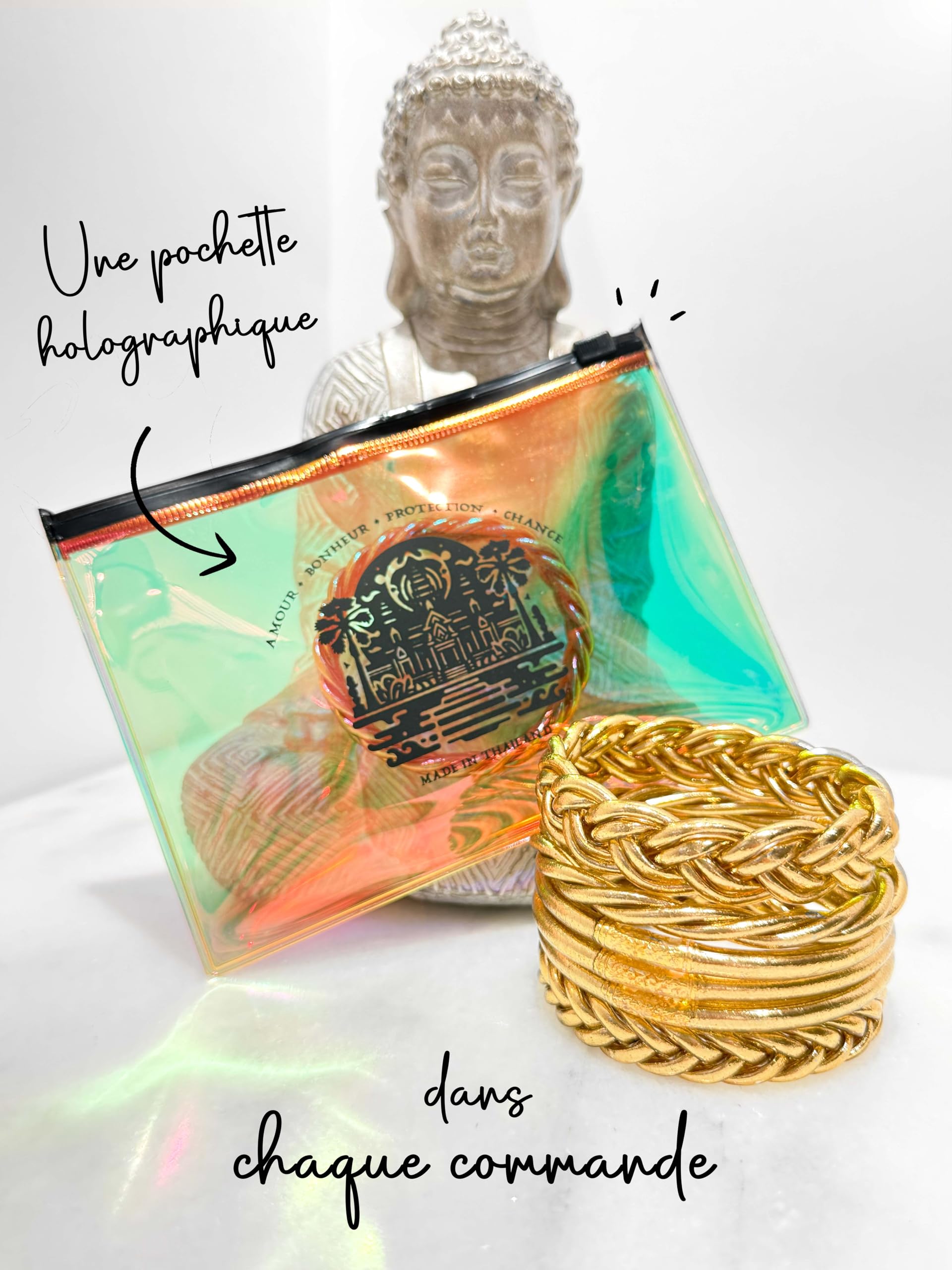 Paloma - Pulsera budista con mantra de la suerte, diseño de oro real, XS - 57mm, Plata
