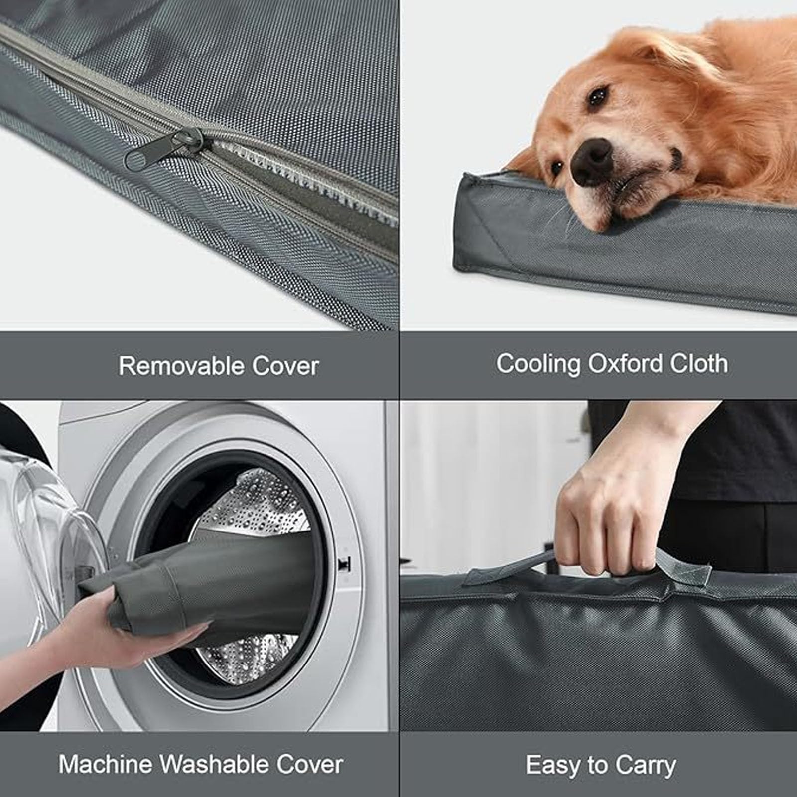 Cuccia per Cani da Esterno Impermeabile, Materassino per Animali Domestici in Schiuma A Nido d'Ape con Fodera Rimovibile E Lavabile, Lettino per Cani in Memory Foam per Gabbia,L