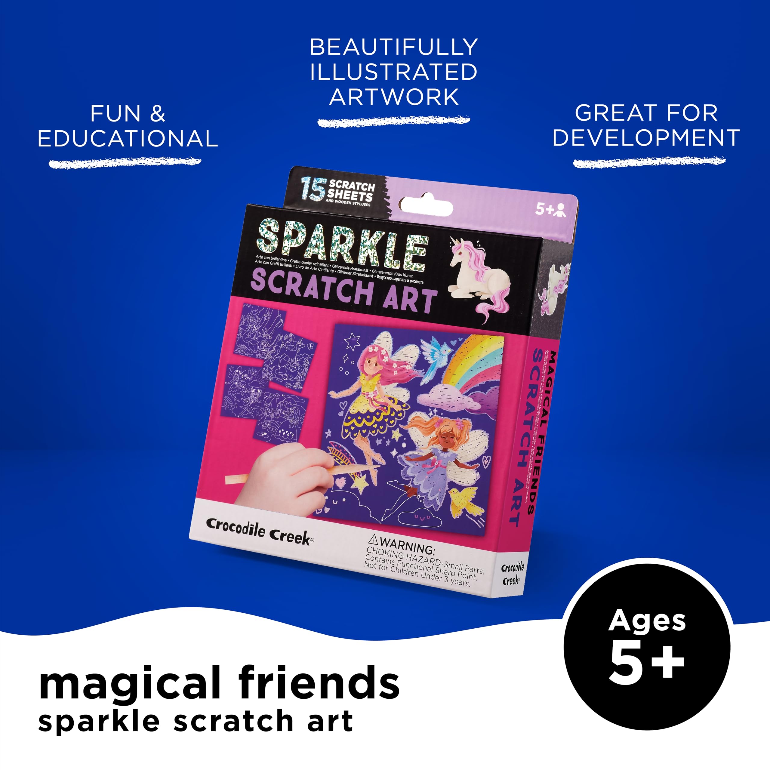 Crocodile Creek Magical Friends Themed Scratch Art for Kids of Ages 5 Years and Up, Fun & Educational Kit, Includes 15 Sheets - Image 2