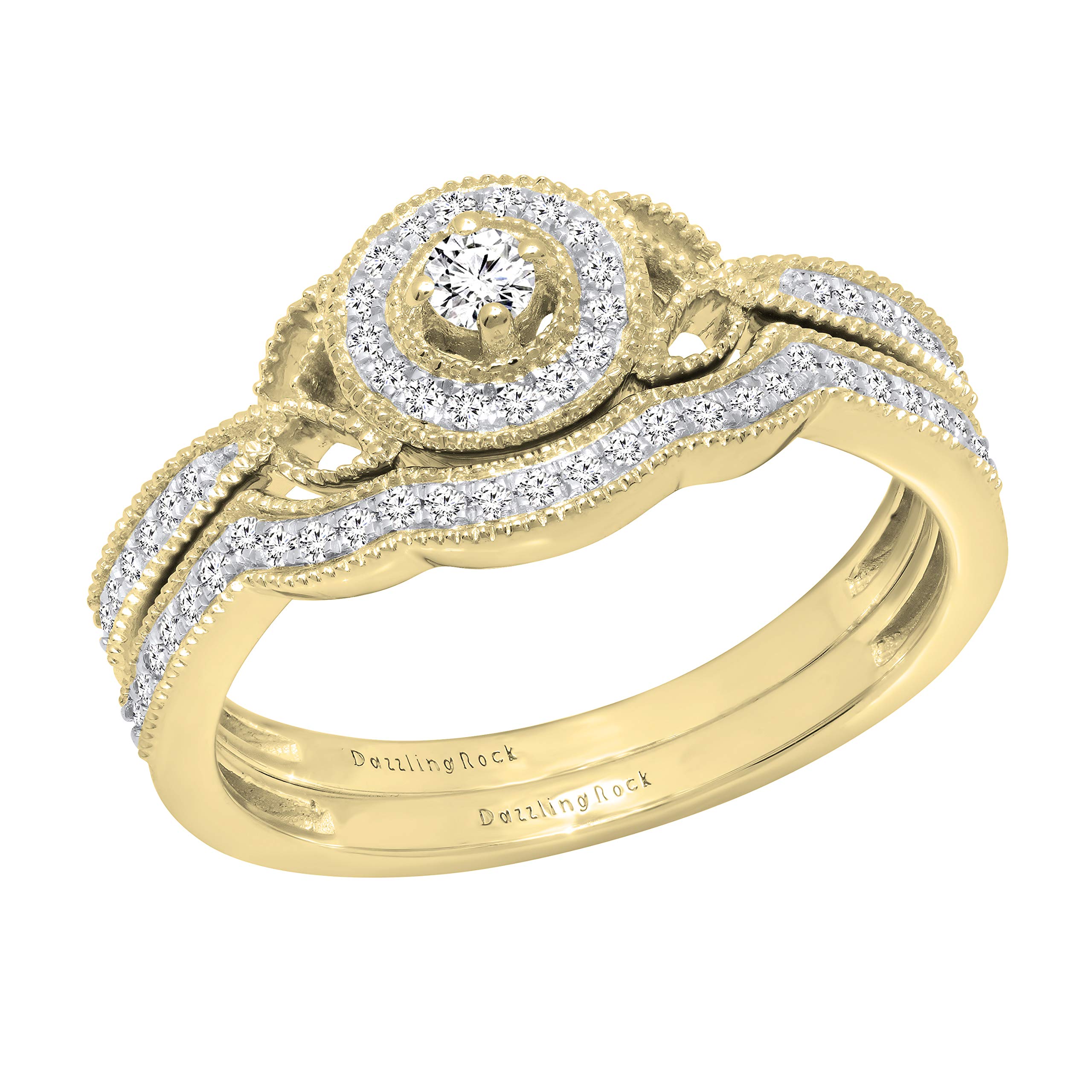 DazzlingRock Collection 10 quilates oro amarillo redonda IJ diamante blanco