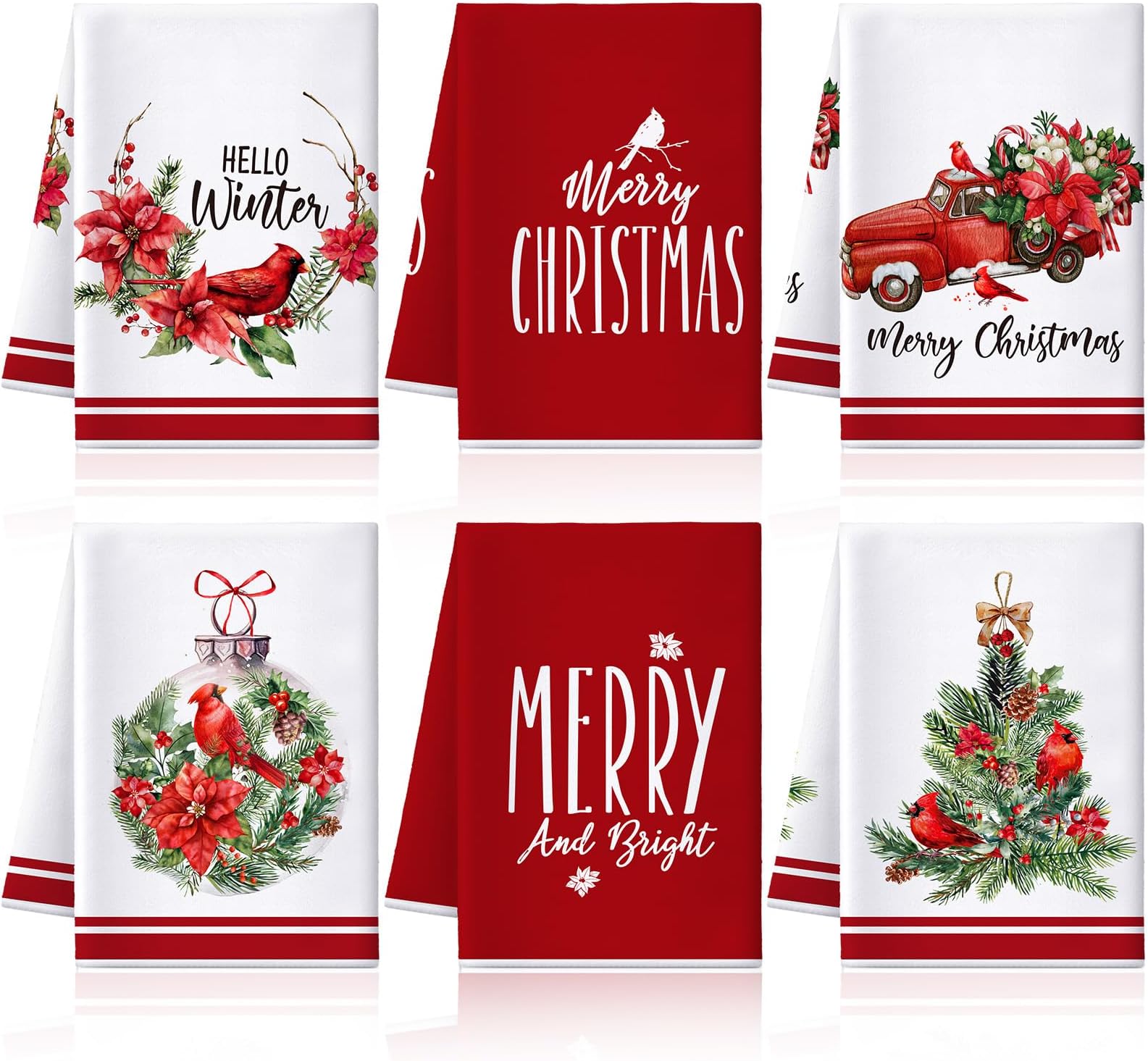 Geyoga 6 Pcs Christmas Kitchen Towels 16 x 24 Inches