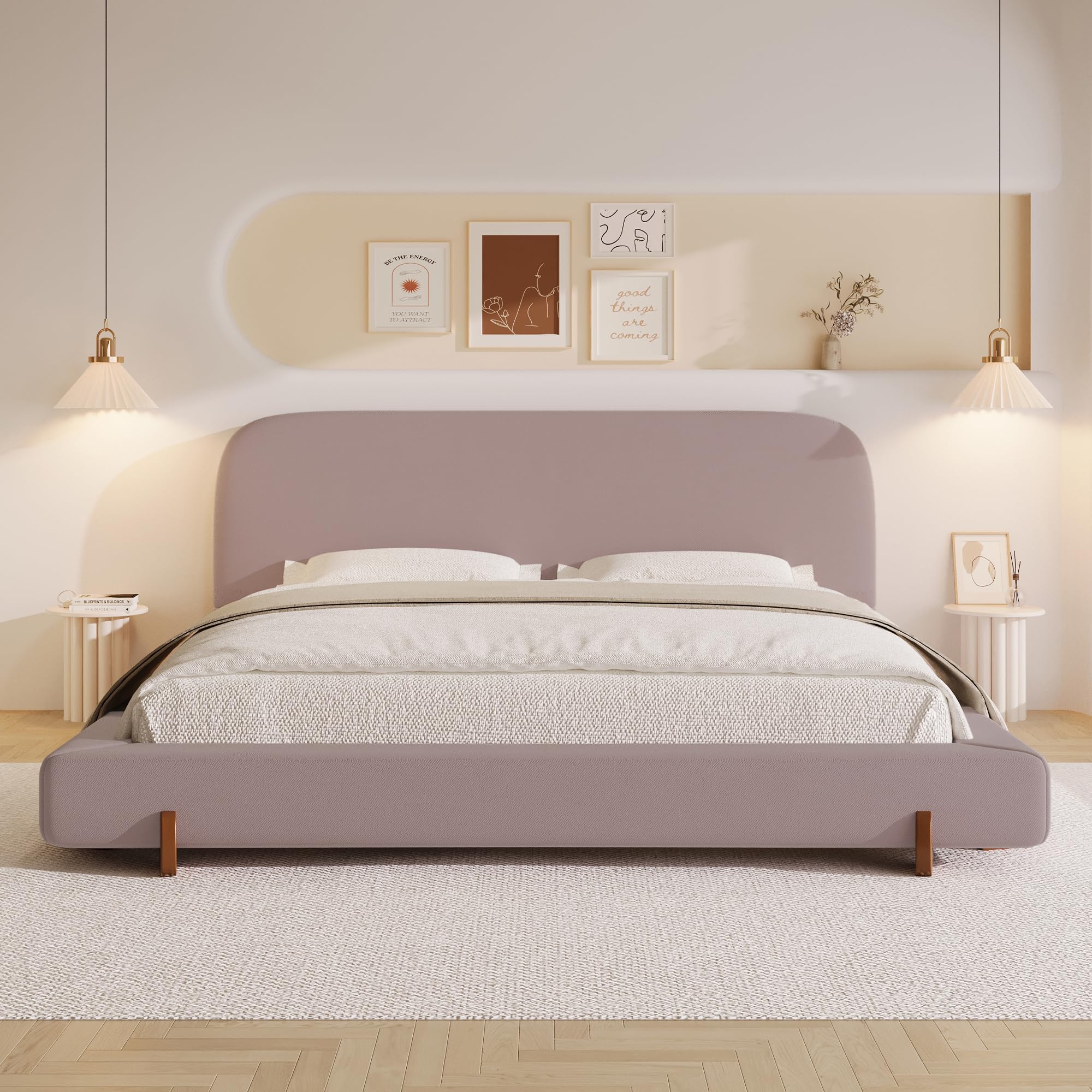 Amazon.com: Merax King Size Velvet Solid Wood Upholstered Bed