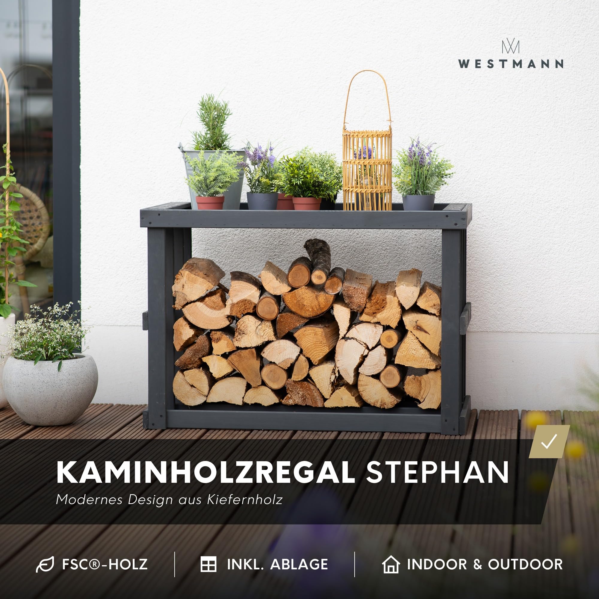 WESTMANN Kaminholzregal Stephan Kiefernholz 52x108x74 Kiefernholz