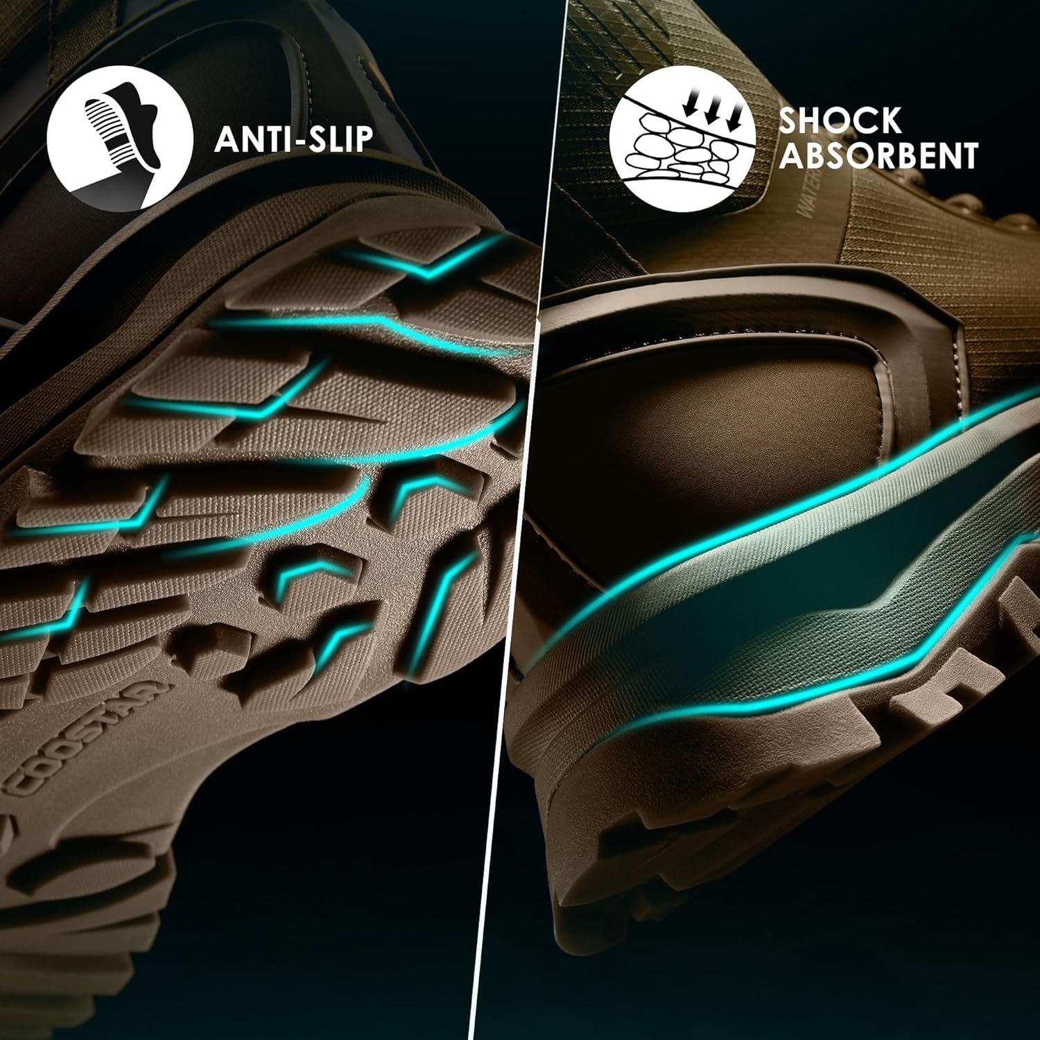 Tactical Boots for Men Lightweight Military Combat Boot Side Zipper Motorcycle Hiking Work Boots Waterproof 8 Inches - Image 5