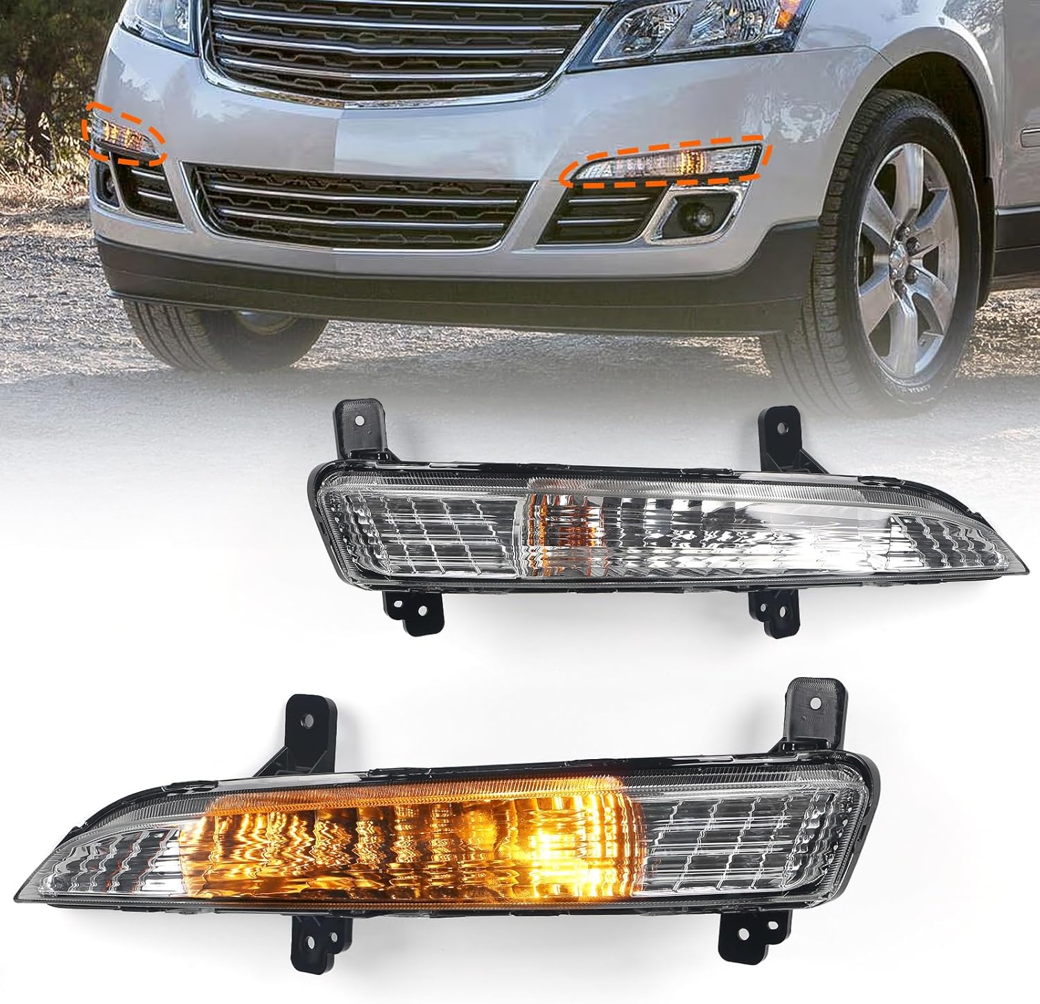 FIONE for Chevy Traverse Turn Signal Light Assembly 2013 2014 2015 2016 2017 Corner Side Marker Park Lamps Driver & Passenger Side Set of 2