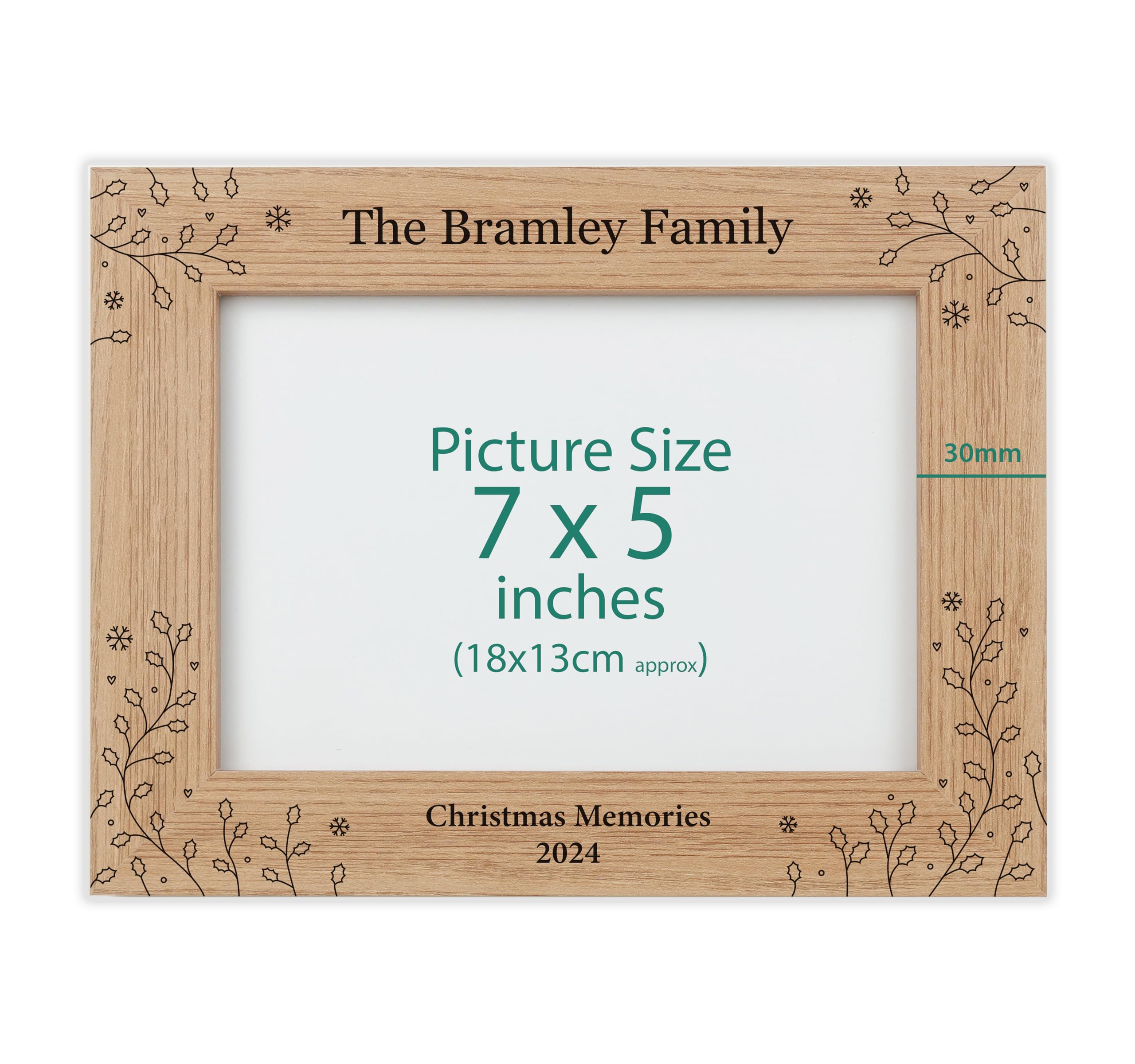 Personalised Engraved frame (Christmas, Oak Effect, 7x5 Inches (Landscape))