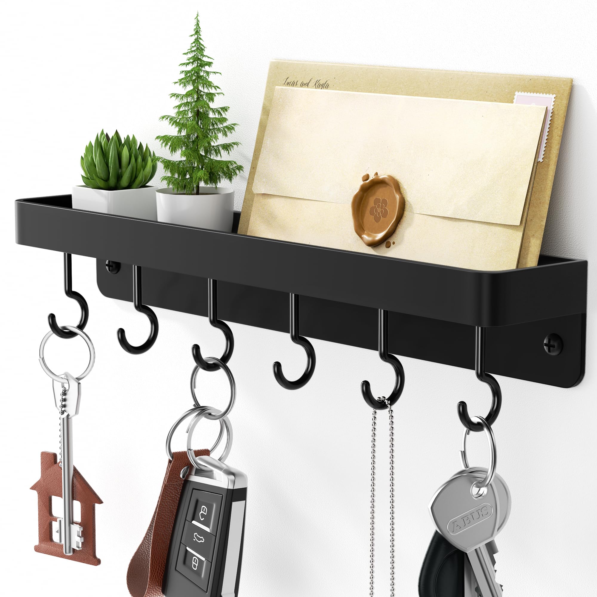 Amazon.com: niffgaff Black Key Holder Wall Mount, Stainless Steel