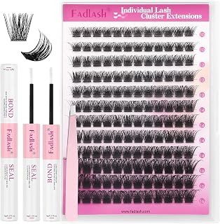 FADLASH Lash Clusters Kit 10-16mm Eyelash Clusters With Lash Bond Seal And Tweezers