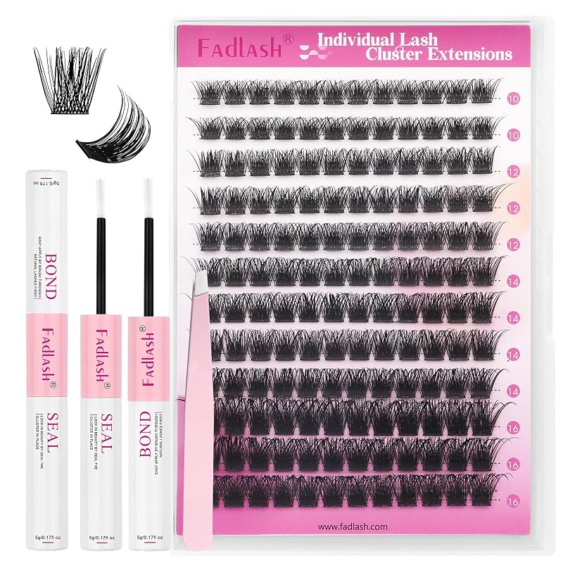 FADLASH Kit de cílios em tufos com comprimentos de 10 a 16 mm, adesivo, selante e pinça
