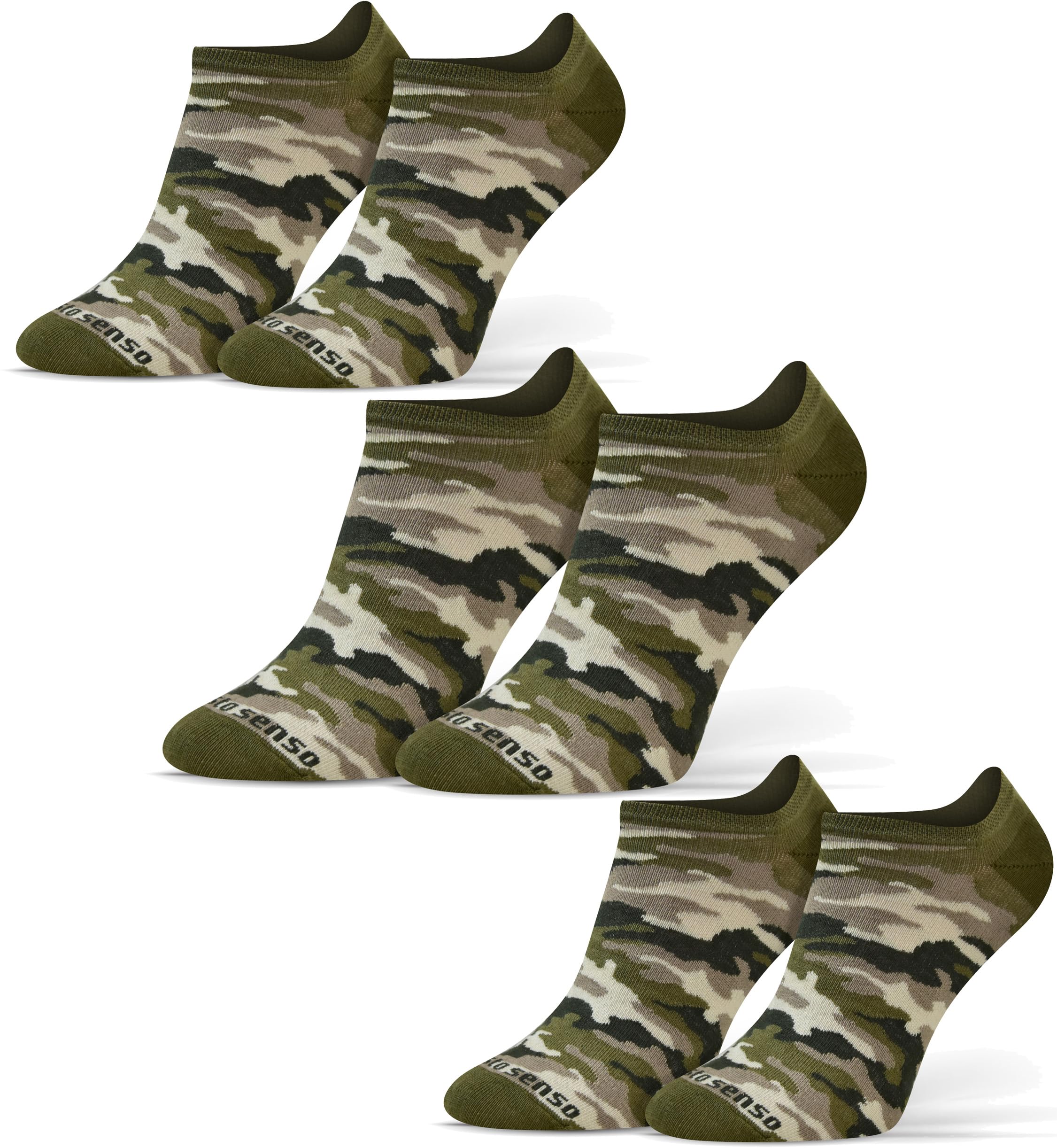 Sesto Senso Funny Ankle Sneaker Low Cut Socks Cotton Colorful Footies Women Men 1-3 pairs Oddsocks 3-6/35-38 Camouflage 3 Camo