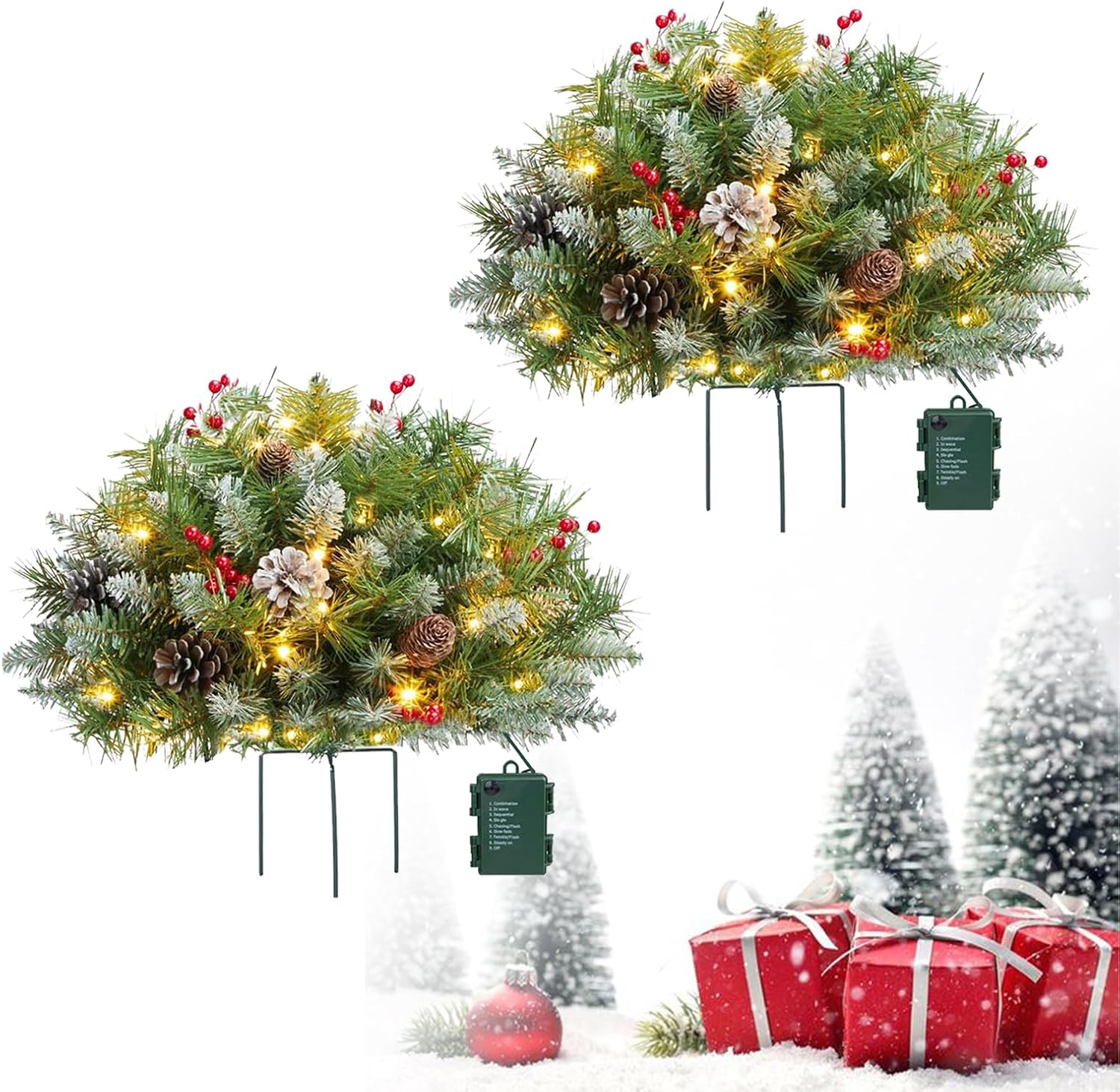 Lighted Artificial Christmas Urn Filler,Christmas Porch