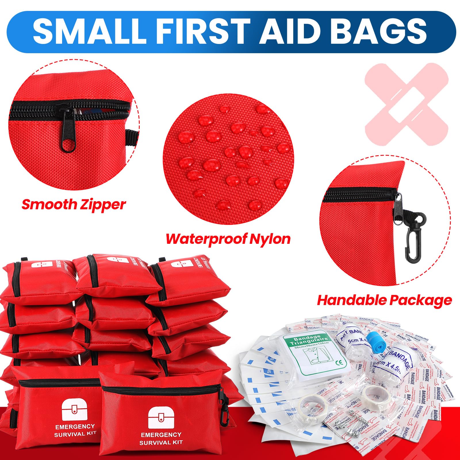 Geiserailie Mini-Erste-Hilfe-Kits, Reise-Survival-Kits, Notfallausrüstung, Ausflug, Muss für Zuhause, Auto, Wandern, Arbeitsplatz, Outdoor, 1740 Stück