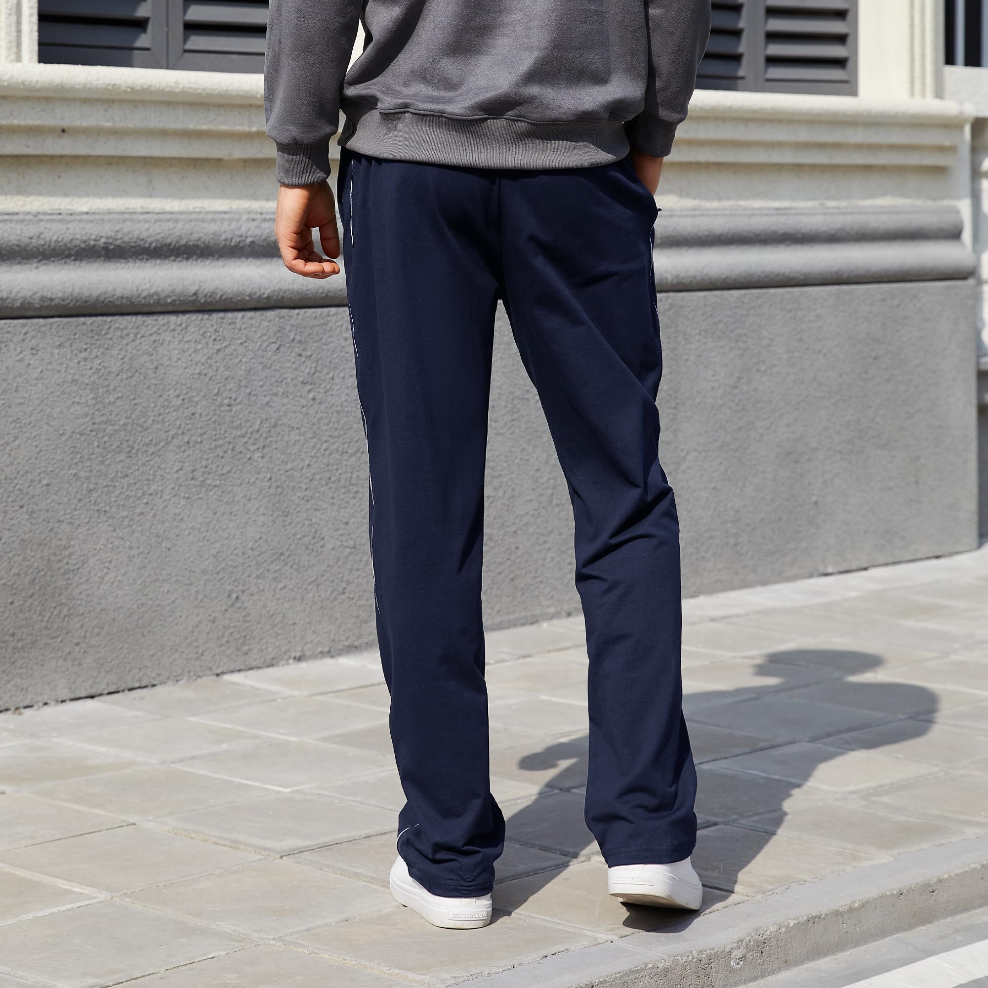 HMIYA Jogginghose Herren Baumwolle Sporthose Lange Sweathose Atmungsaktiv Freizeithose weites Bein Trainingshose mit Reißverschlusstaschen