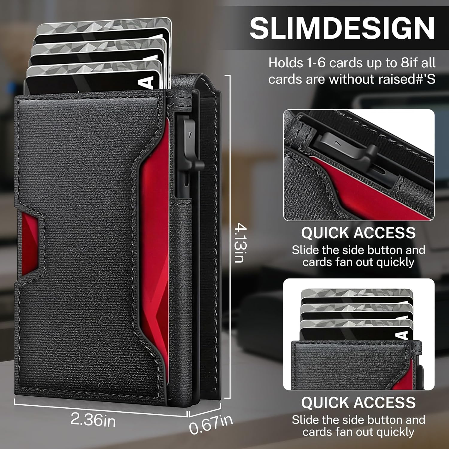 Wallet for Men RFID Wallet with Slim Pop Up Card Holder for 10-12 Cards, Smart Minimalist Credit Card Holder with ID Window, Bifold Wallet for Front Pocket, Christmas Gifts for Men - Image 6