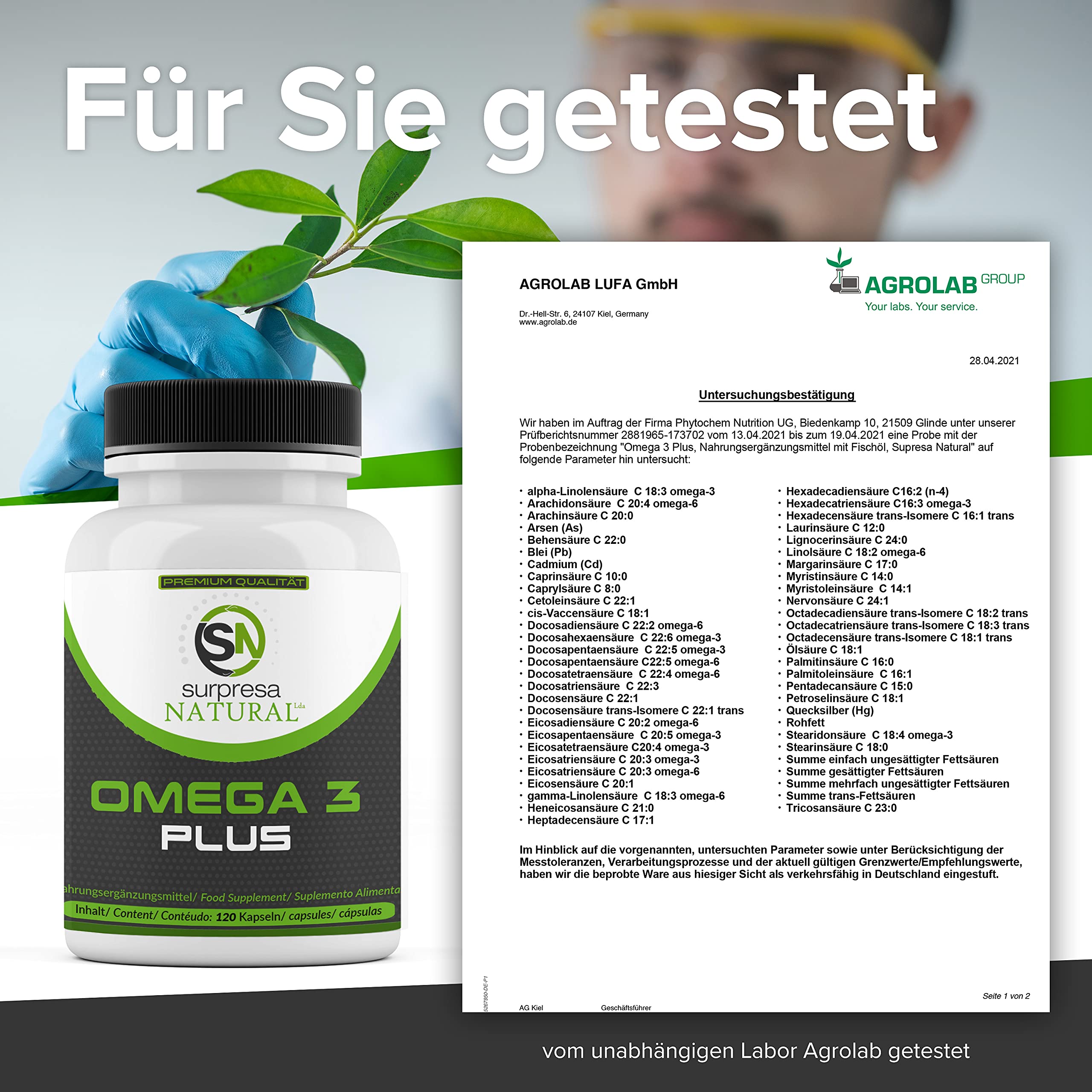 Omega 3 capsule ad alto dosaggio I 5 x 120 capsule I 1000 mg olio di pesce per capsula I 500 mg EPA e 250 mg DHA per capsula I Acidi grassi essenziali, vegani e test di laboratorio