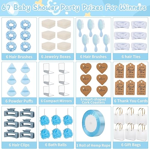 Miniatura 2 de Juego de 6 premios para baby shower para ganadores de juegos, esponjas de baño, corazón, corcho, diadema, cepillo para el cabello, caja de joyería,