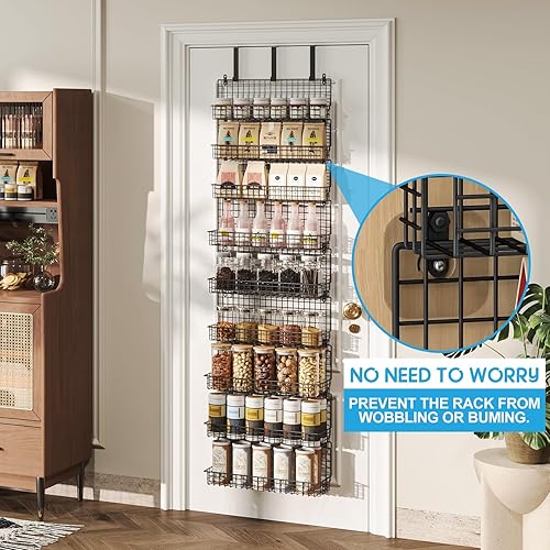 Miniatura 2 de JKsmart Organizador de especias de 9 niveles con gancho de puerta, montaje en pared y capacidad extra grande para puerta de despensa, elegante
