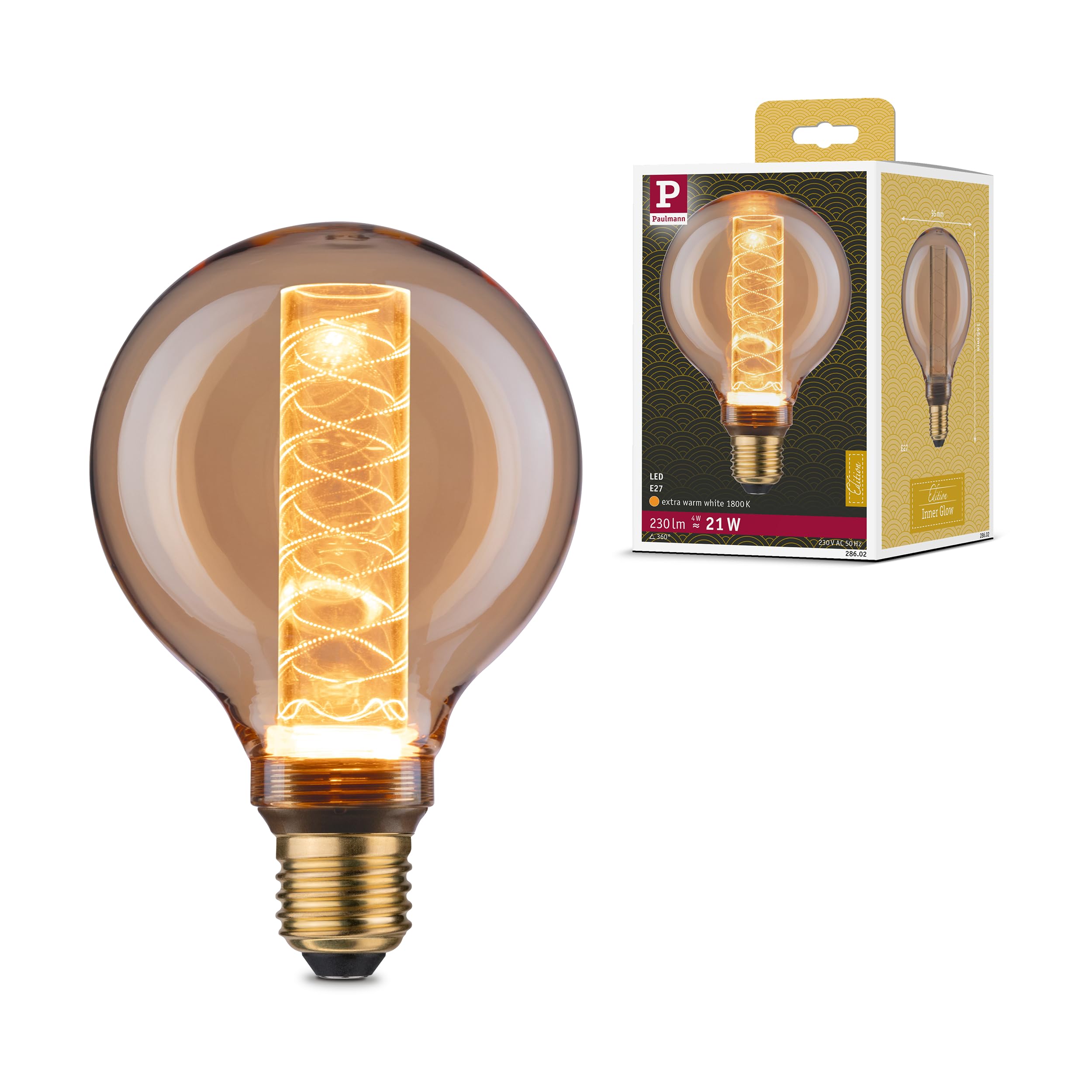 Paulmann Led Globe Bulb E27 4W G95 Inner Glow Spiral Pattern