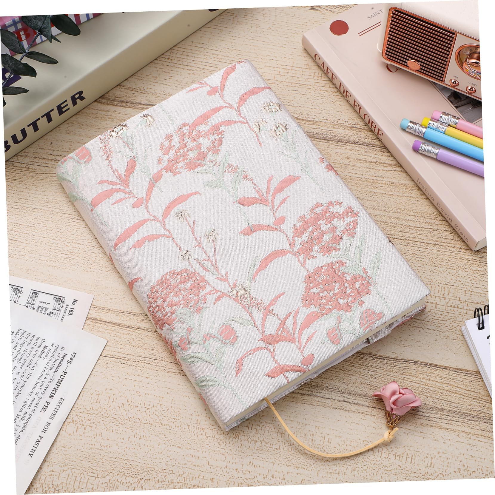 NUOBESTY 3stücke Buchhülle Aesthetic Floral Schutzumschlag Aus Stoff Für Bücher Dekorativer Buchschoner Mit Praktischem Lesezeichen Vielseitig Für Notizbücher Und Scrapbooks
