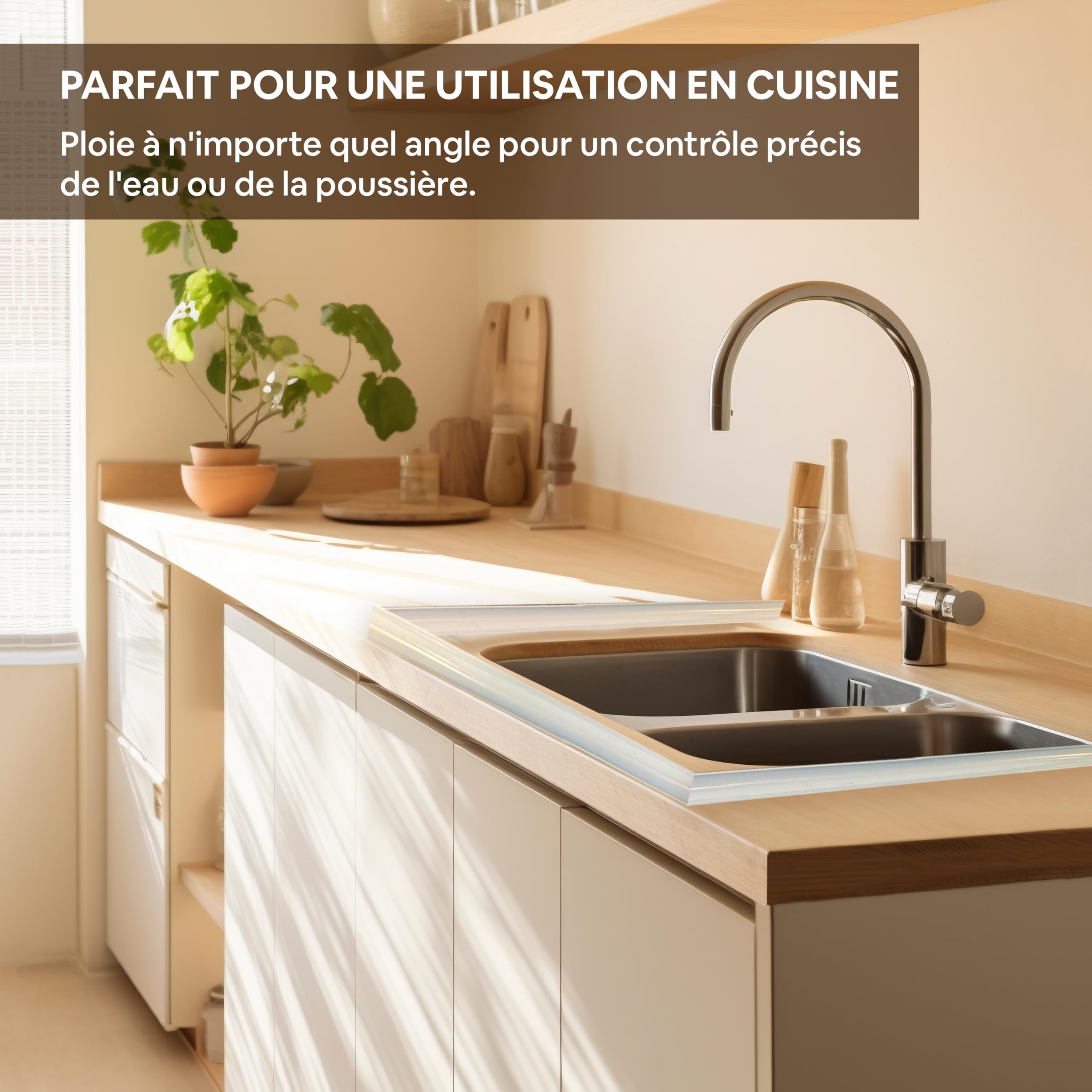 Joint Salle de Bain - Joint Porte Douche en Silicone Autocollant avec Tube de Silicone - Joint Porte de Douche pour une Étanchéité Optimale (3 METRES, BLANC)