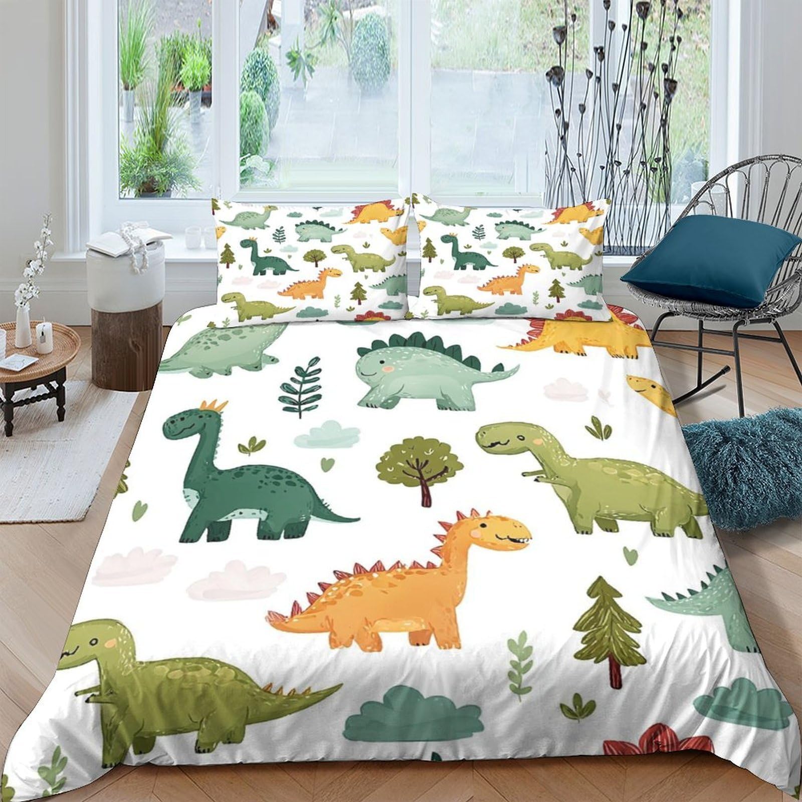 Ctjqhvkz Style-8 3D Printed Cartoon Dinosaur Fitted Sheet Microfiber Soft Breathable Forest Bed Cover For Bedroom Guest Room Decor Single（135X200cm）
