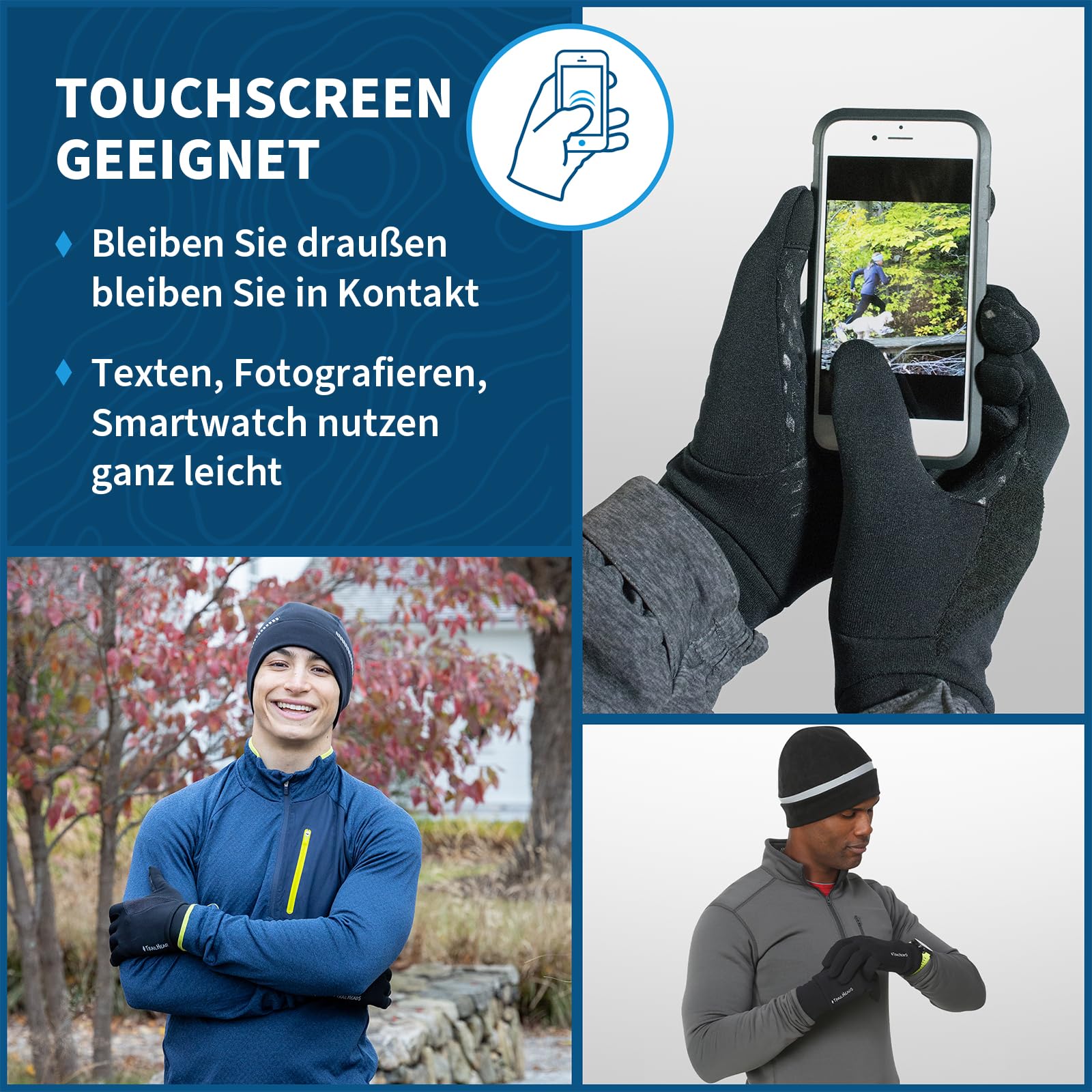 TrailHeads' "Power Stretch Laufhandschuhe für Männer - mit Touchscreen-Funktion