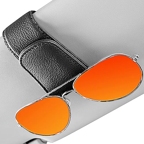 AOSM Soporte para lentes de sol, clip magnético de cuero para visera de automóvil, clip para colgar gafas para visera de coche, adecuado para lentes