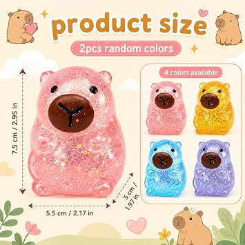 2 PCS Capybara Squishy, Capybara for Relax, Blue, Pink, Purple, Orange Random Colors, Portable Desk Decor for Focus and Relaxation