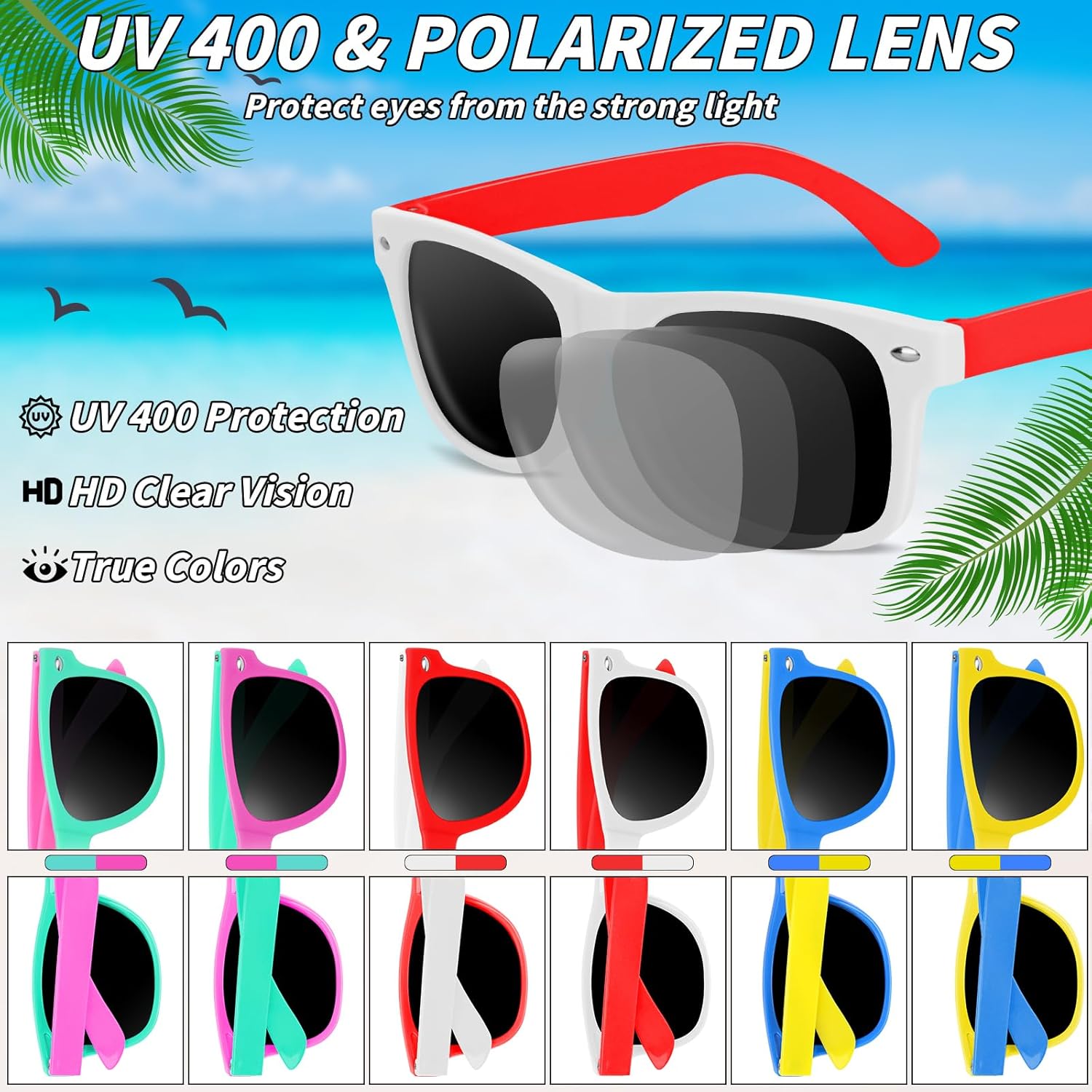 61 Pcs Kids Summer Beach Party Favors Sets- Includes 30 Inflatable Beach Balls Bulk, 30 Neon Sunglasses Bulk, Rainbow Colored Beach Ball Summer Pool Party Toys for Water Games Hawaiian Party