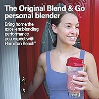 Vista 3 de Hamilton Beach Portable Blender for Shakes and Smoothies, 14 Oz BPA Free Travel Cup & Lid, Durable Stainless Steel Blades, Personal Smoothie Rojo