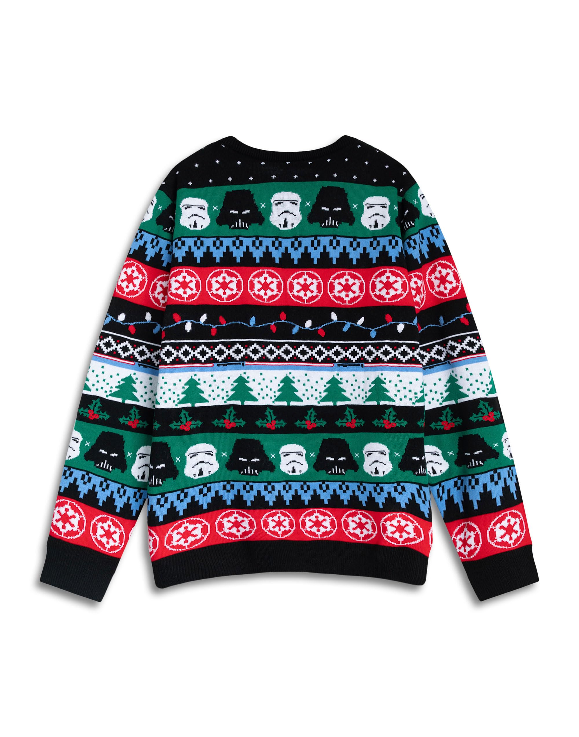 Star Wars Stormtroopers Darth Vader Mehrfarbiger Weihnachtspullover mit Logo | Langärmliger Rundhalsausschnitt für Weihnachtsfeiern | Festliche Herrenbekleidung Merch