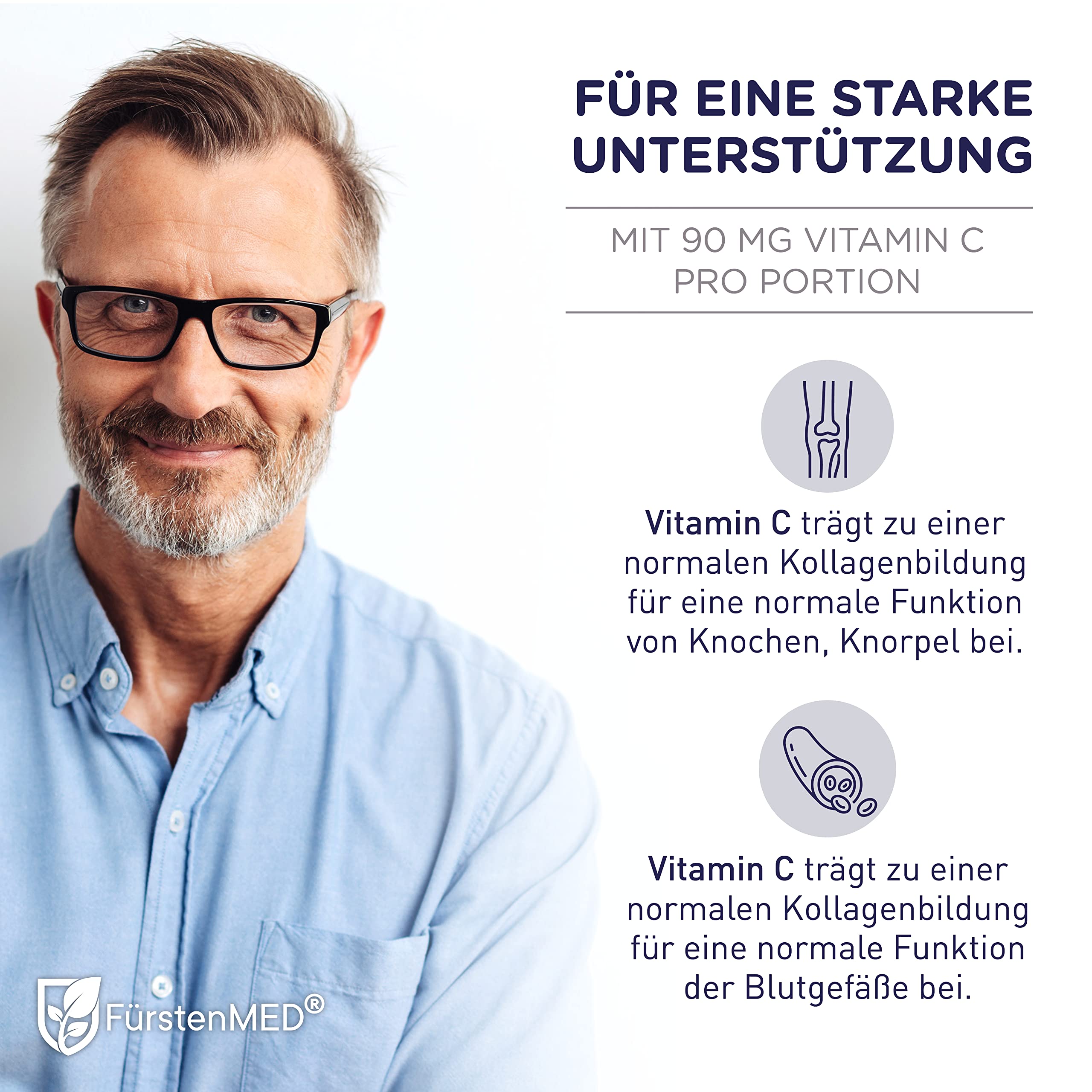 FürstenMED® Glucosamin Chondroitin MSM Hochdosiert + Vitamin C, 180 Kapseln als 4 Fach Komplex mit Glucosamine, Laborgeprüft & Ohne unerwünschte Zusatzstoffe